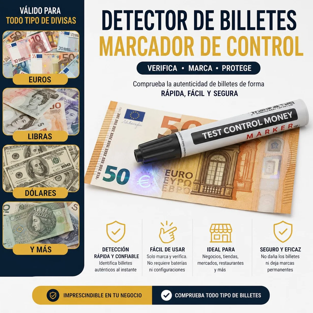 LEMON BLUE Rotulador Detector de Billetes Falsos Pack 2 Unidades