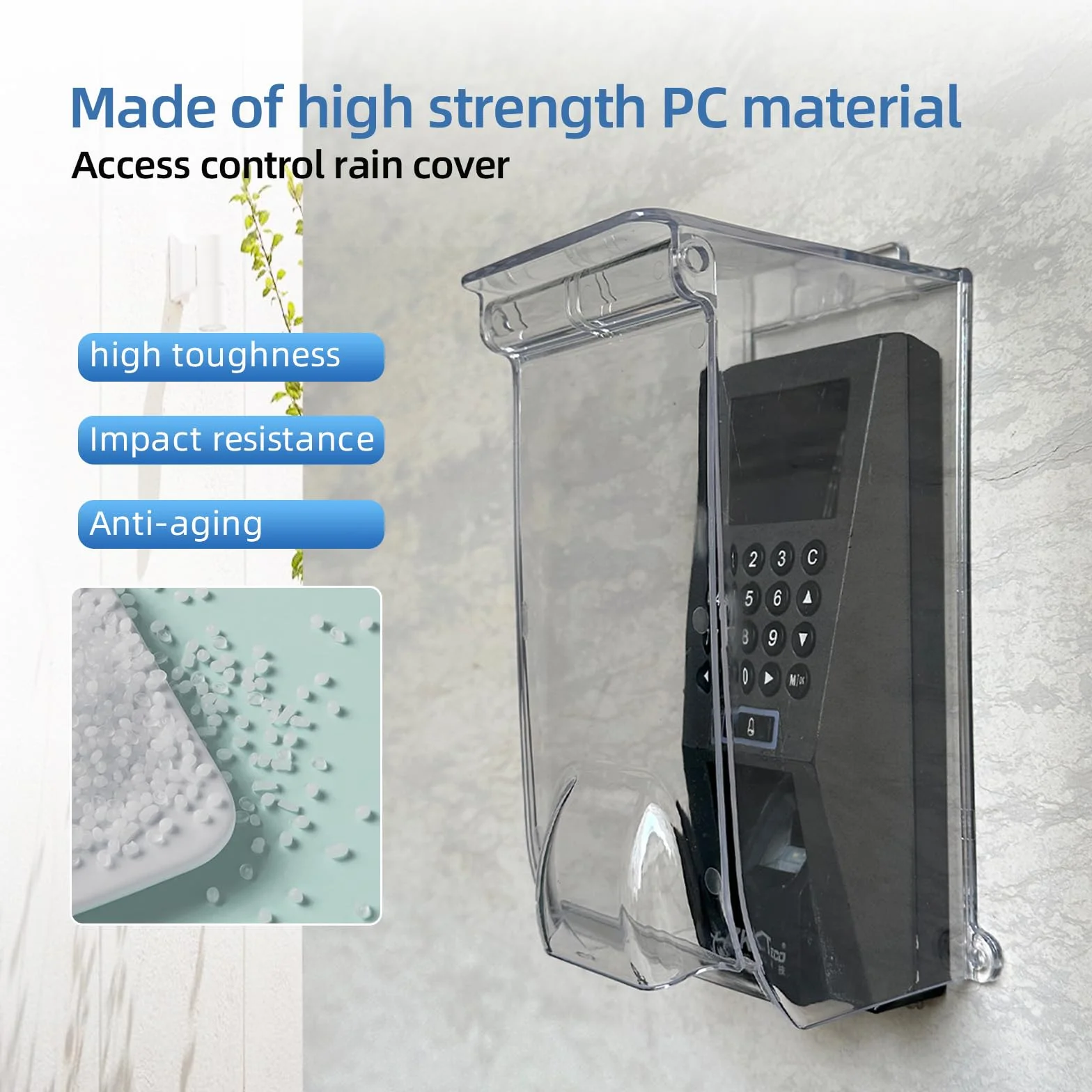 Cubierta Transparente para Timbre con Tapa abatible contra la Lluvia, protección contra la Intemperie, Cubierta de Control de Acceso con Huellas Dactilares, Compatible con Timbre con Video/b