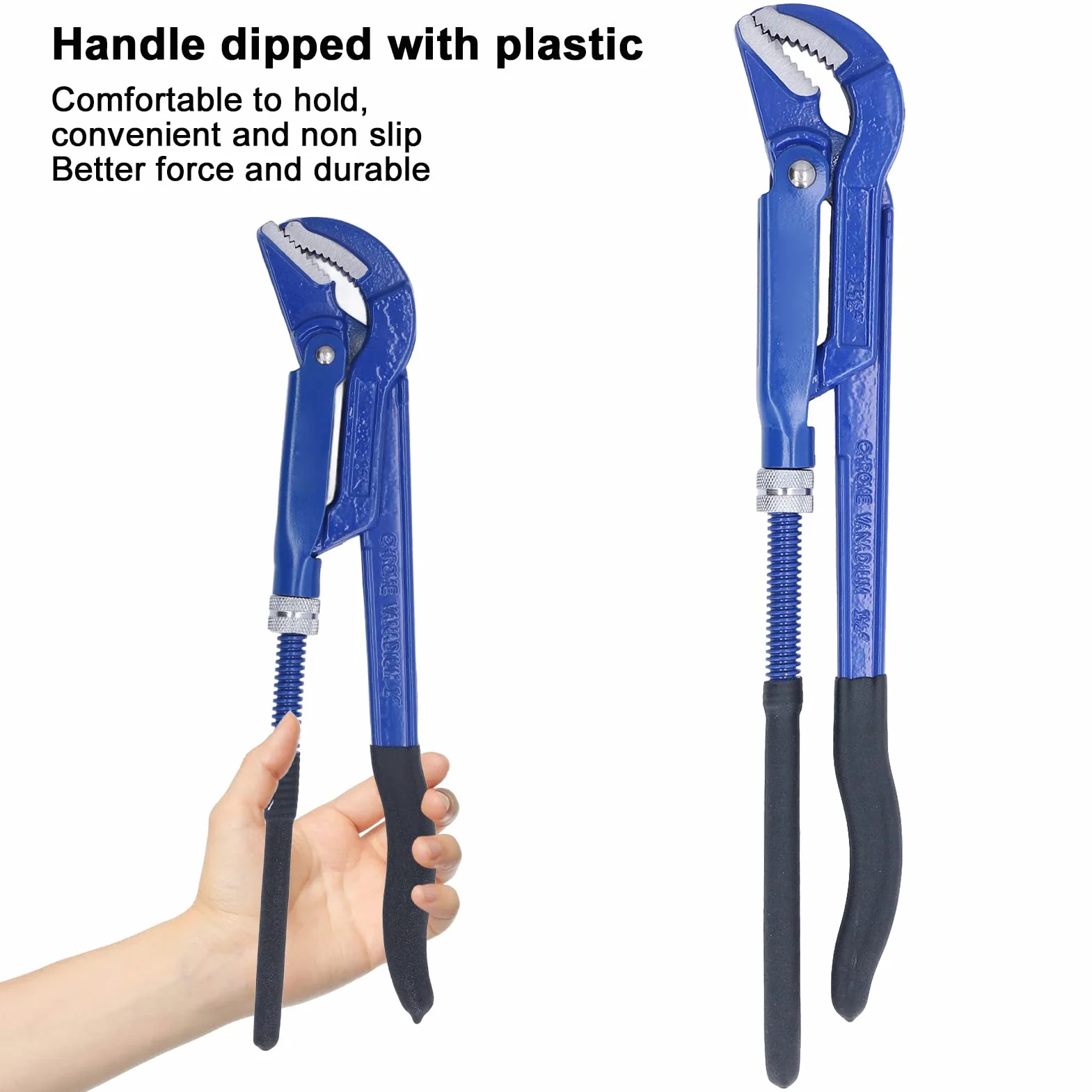 Llave de Tubo, Alicates Universales Métricos de Punta Doblada de 45° Llave Sueca de Acero de Alto Carbono para Abrazadera de Plomería de Baño(1.5 inches),Alicates y herramientas de sujeción