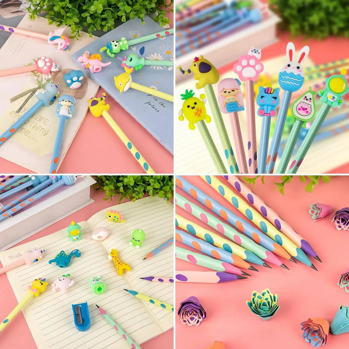 Set 60 Lapices y Pegatinas 3D Infantiles Regalos Cumpleaños Niños Colegio