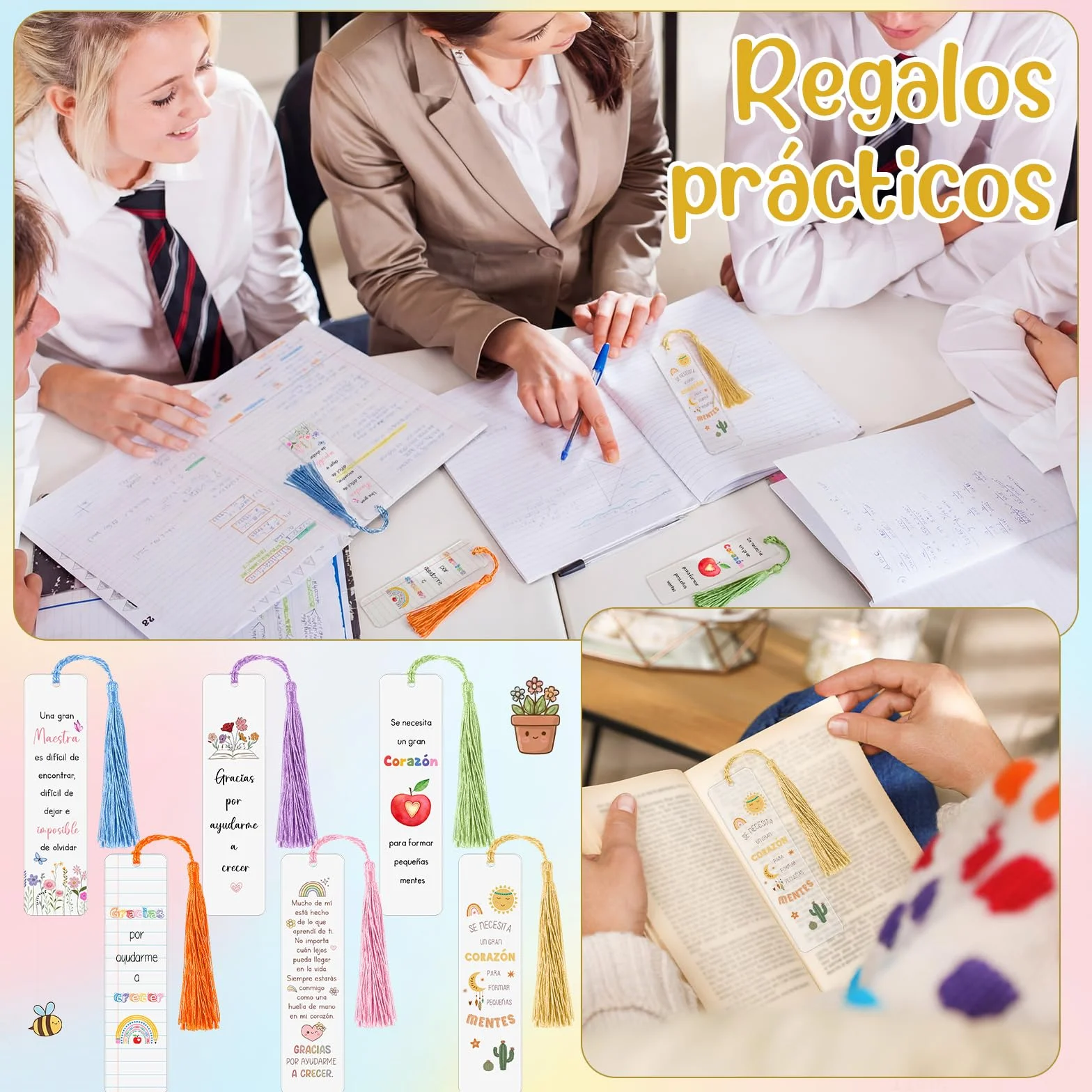 Tenare 6 Sets Regalos para Maestra Graduación Marcapáginas Profesor Tarjetas de Regalo Sobres Agradecimiento