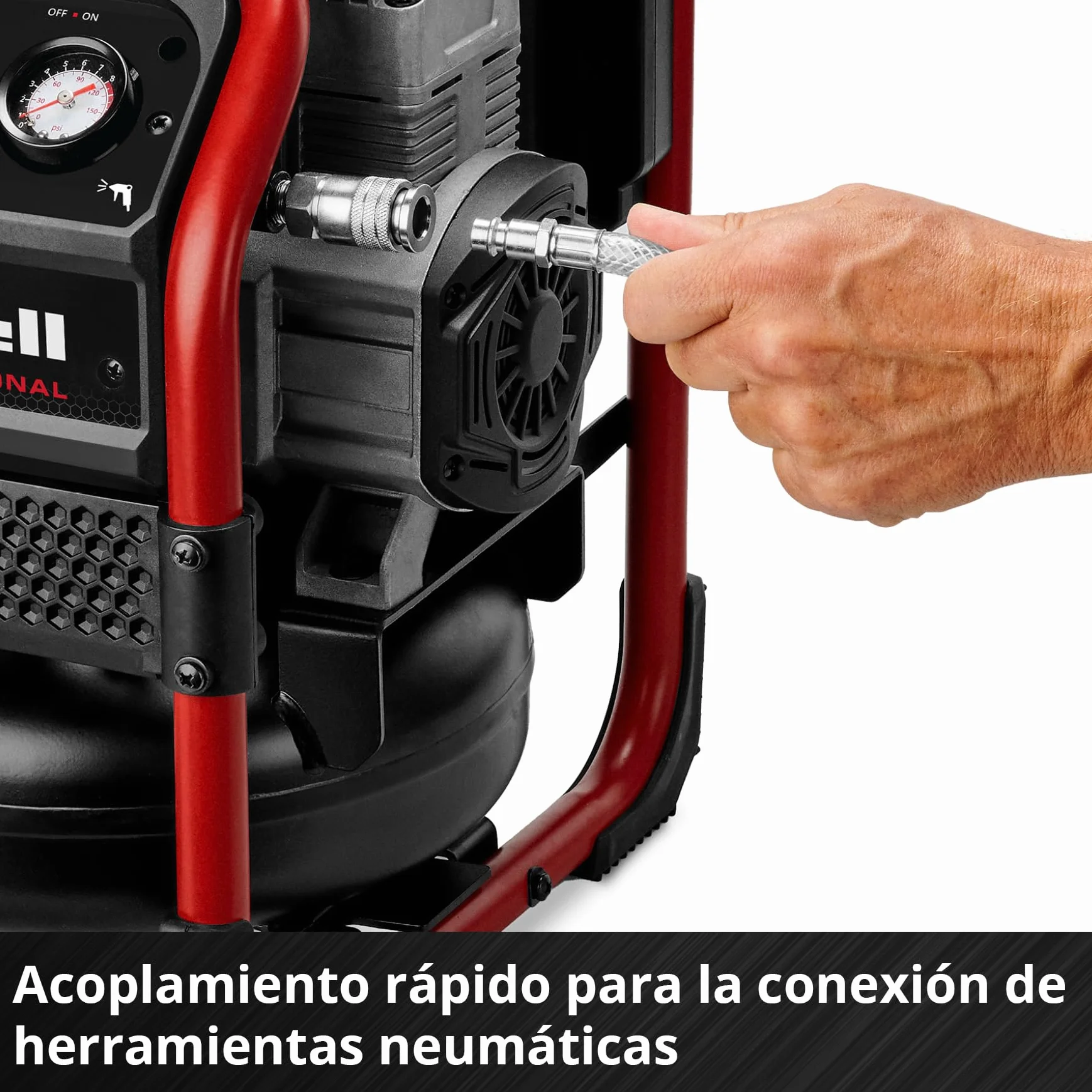 Einhell Professional Compresor con batería SILENZZO 18/160 Power X-Change (18 V, máx. 8 bar, depósito de 6 l, potencia de aspiración 160 l/min, manómetro, sin aceite, silencioso, sin batería)