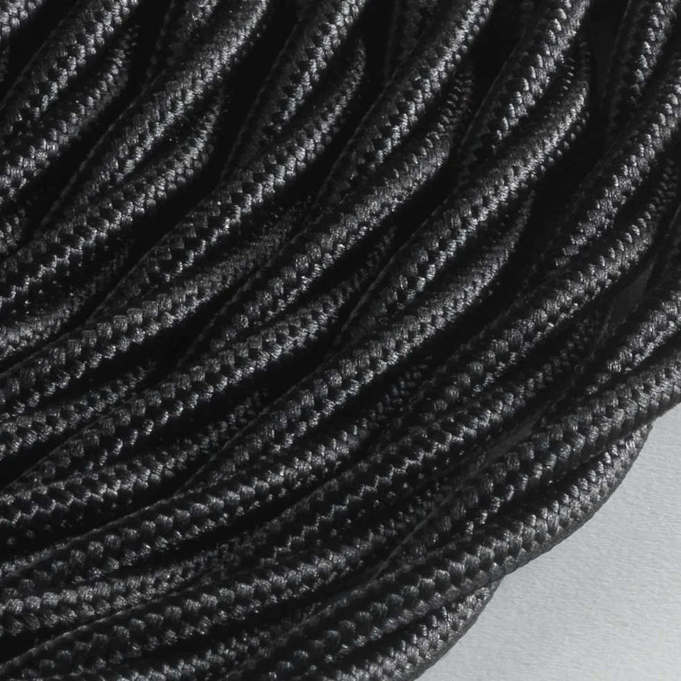 Klartext - Cable textil trenzado para iluminación (3 x 0,75 mm, 10 m), color negro Máxima seguridad a prueba de golpes.