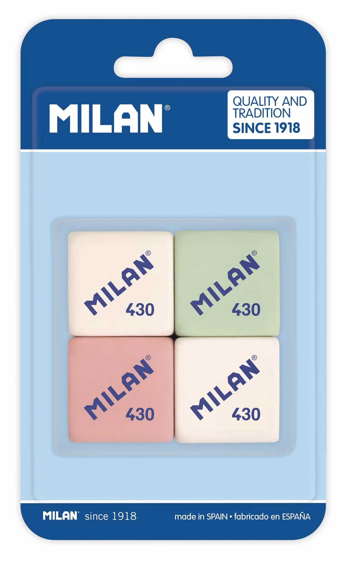 Goma de borrar Milan 430 Blister 4 Unidades