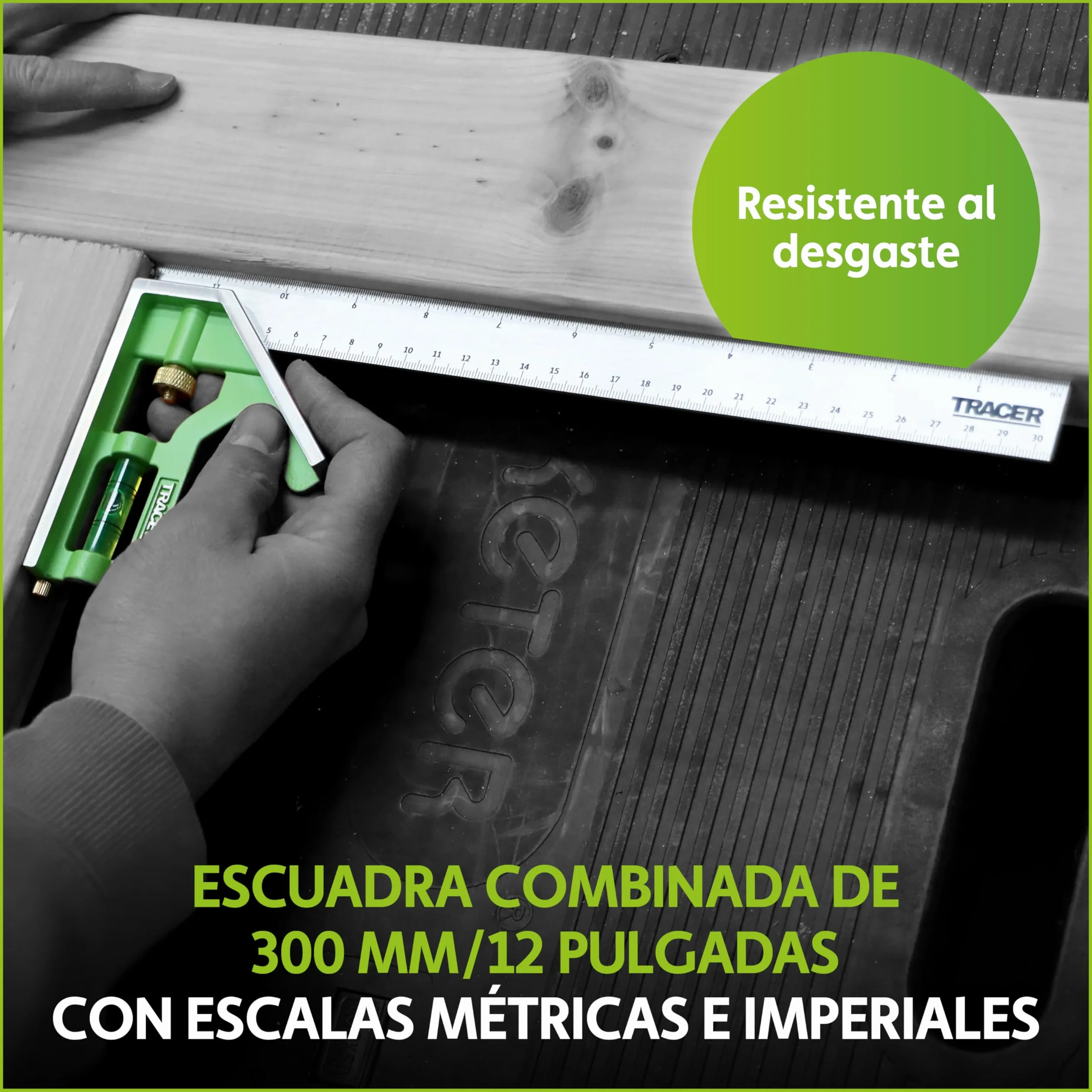 TRACER Escuadra combinada 300 mm 45/90 grados nivel de burbuja herramienta de medición