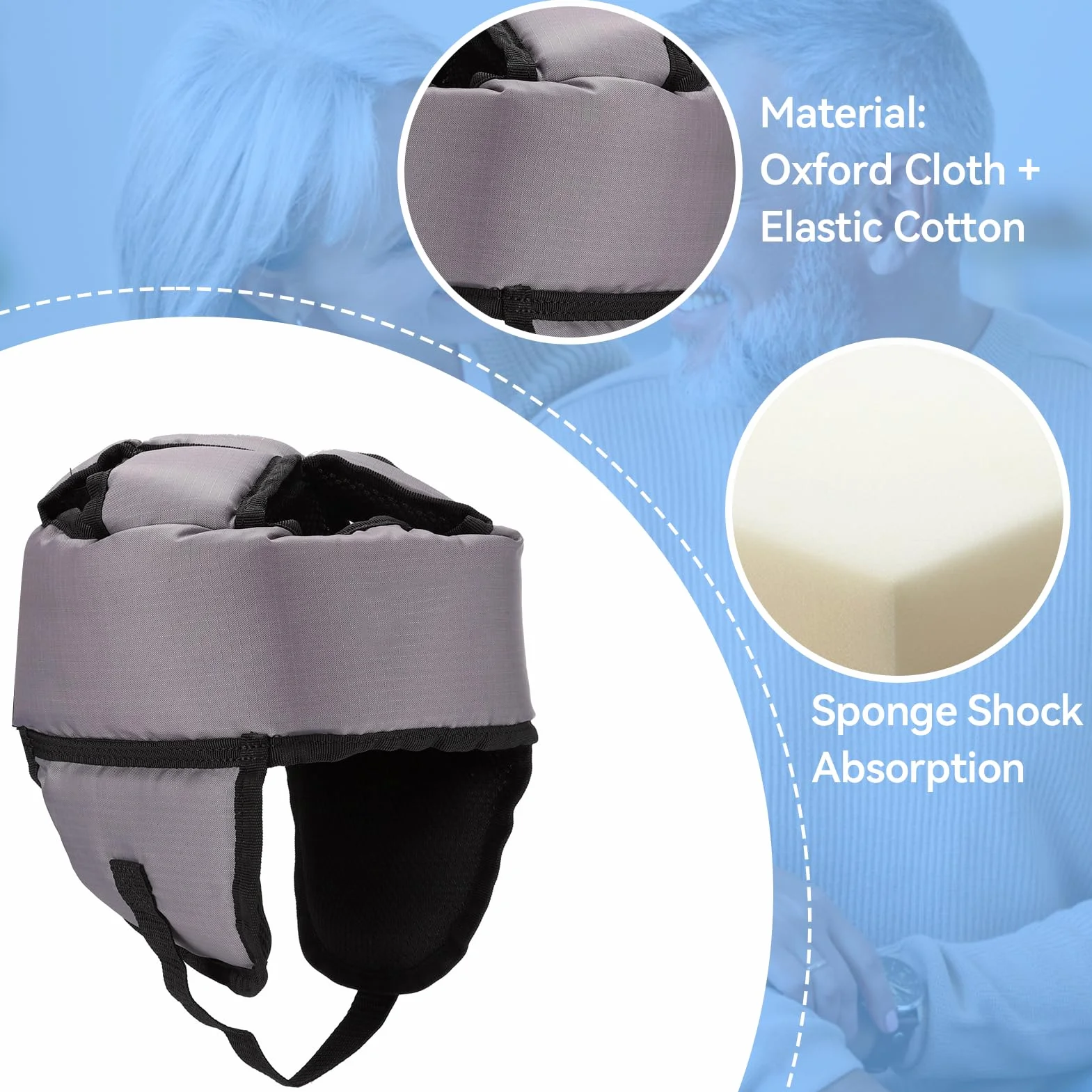 Casco de Seguridad para Personas Mayores Gorra de Seguridad Suave y Ajustable Casco anticolisión Casco Protector para Personas Mayores Absorción de Impactos para Adultos Mayores