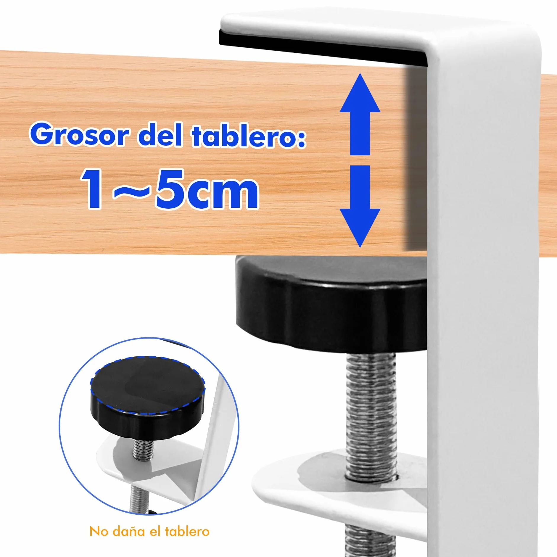 Mimoke Cesta de gestión de Cables Ajustable, sin perforación, Almacenamiento Pesado, Extensible de 40 a 74 cm, Capacidad hasta 15 kg, diseño ventilado, Adecuado para Oficina, Blanco