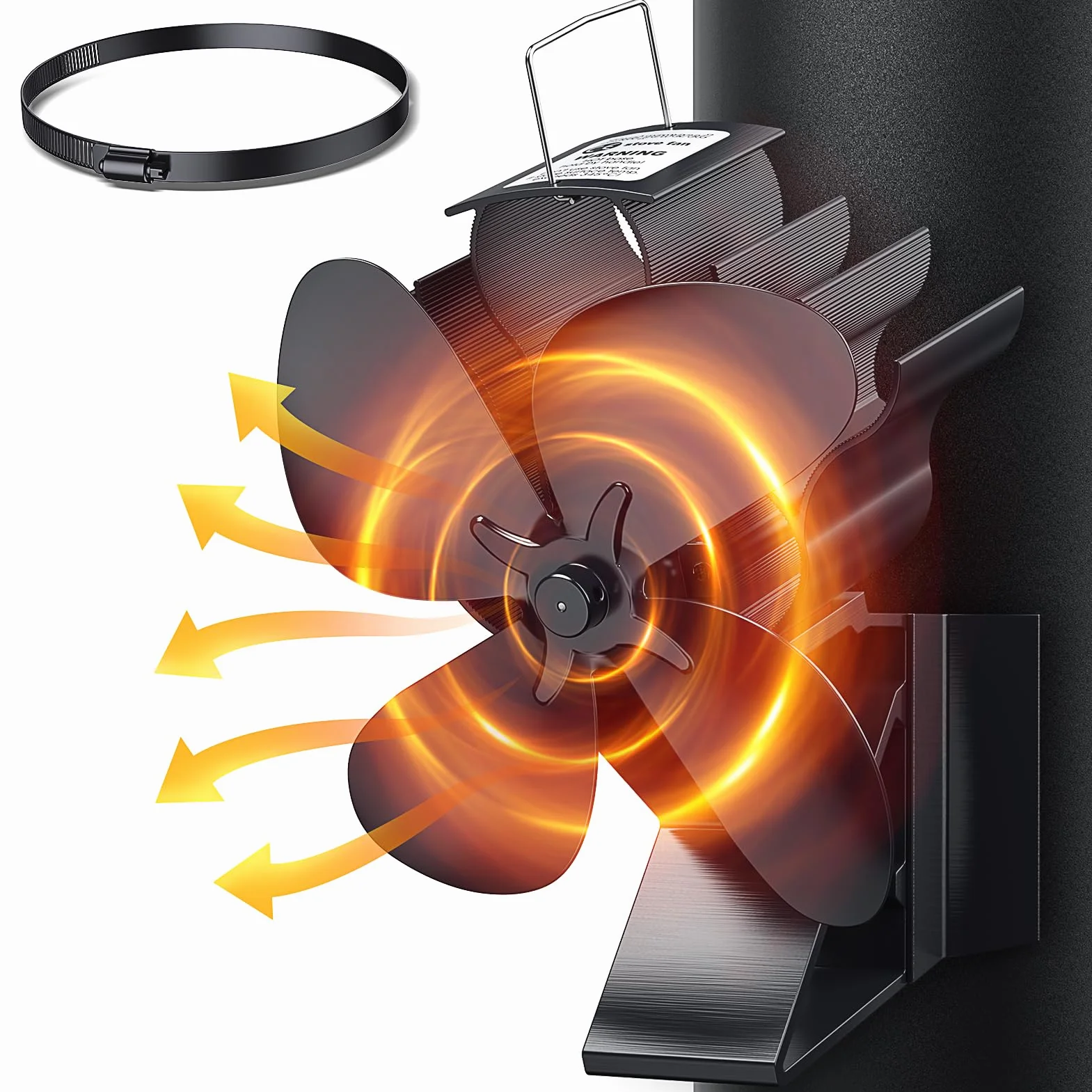 Ventilador Magnético para Estufas de Leña, Ventilador de Chimenea Accionado por Calor, Ventilador Silencioso de 4 Palas para Chimenea/Pellet/Estufa de Gas/Log/Pellet
