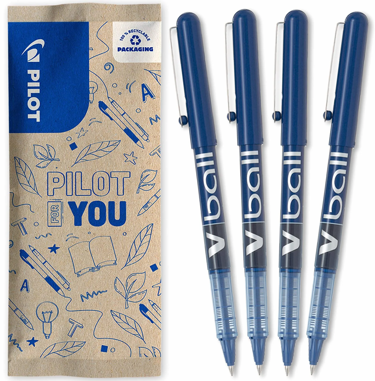 PILOT VBall 05 Bolígrafos Roller Tinta Líquida Punta Fina 0,5mm Azul Secado Rápido