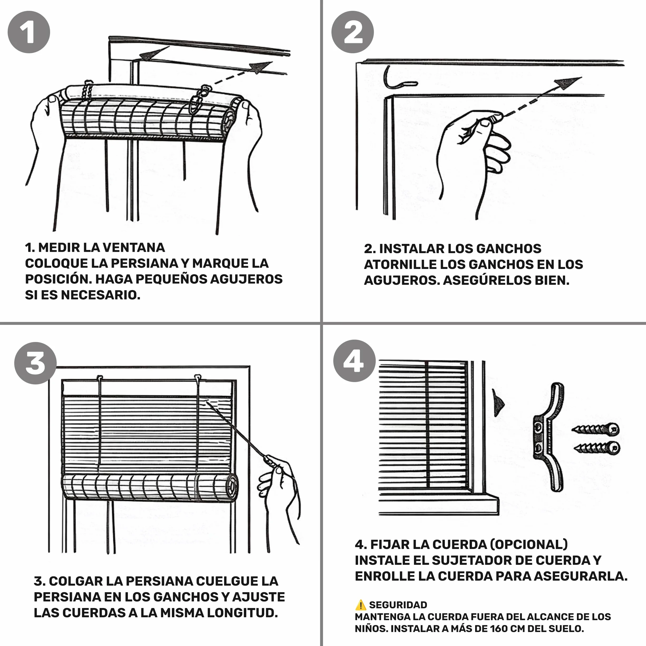 BESCH Persiana Enrollable de Bambú Natural 150x200 cm Estor Rústico Ajustable con Cuerda Cortina para Ventana Protección Luz Privacidad Fácil Instalación Interior Exterior