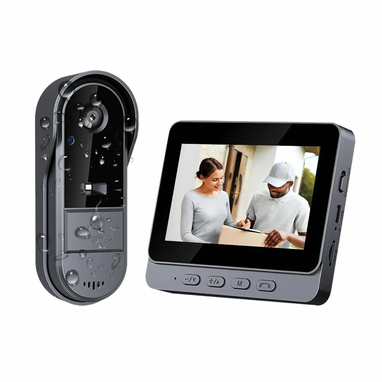 TKMARS Videoportero Inalámbrico con Cámara IP67 Impermeable 1080P Ultra Gran Angular 170° Pantalla IPS 4,3 Pulgadas
