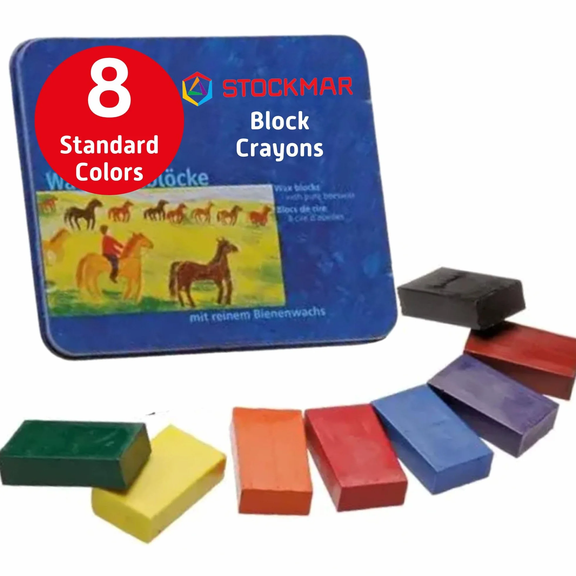 Stockmar 34000 Ceras para Pintar Resistentes al Agua en Estuche de Metal 41 mm 8 Unidades