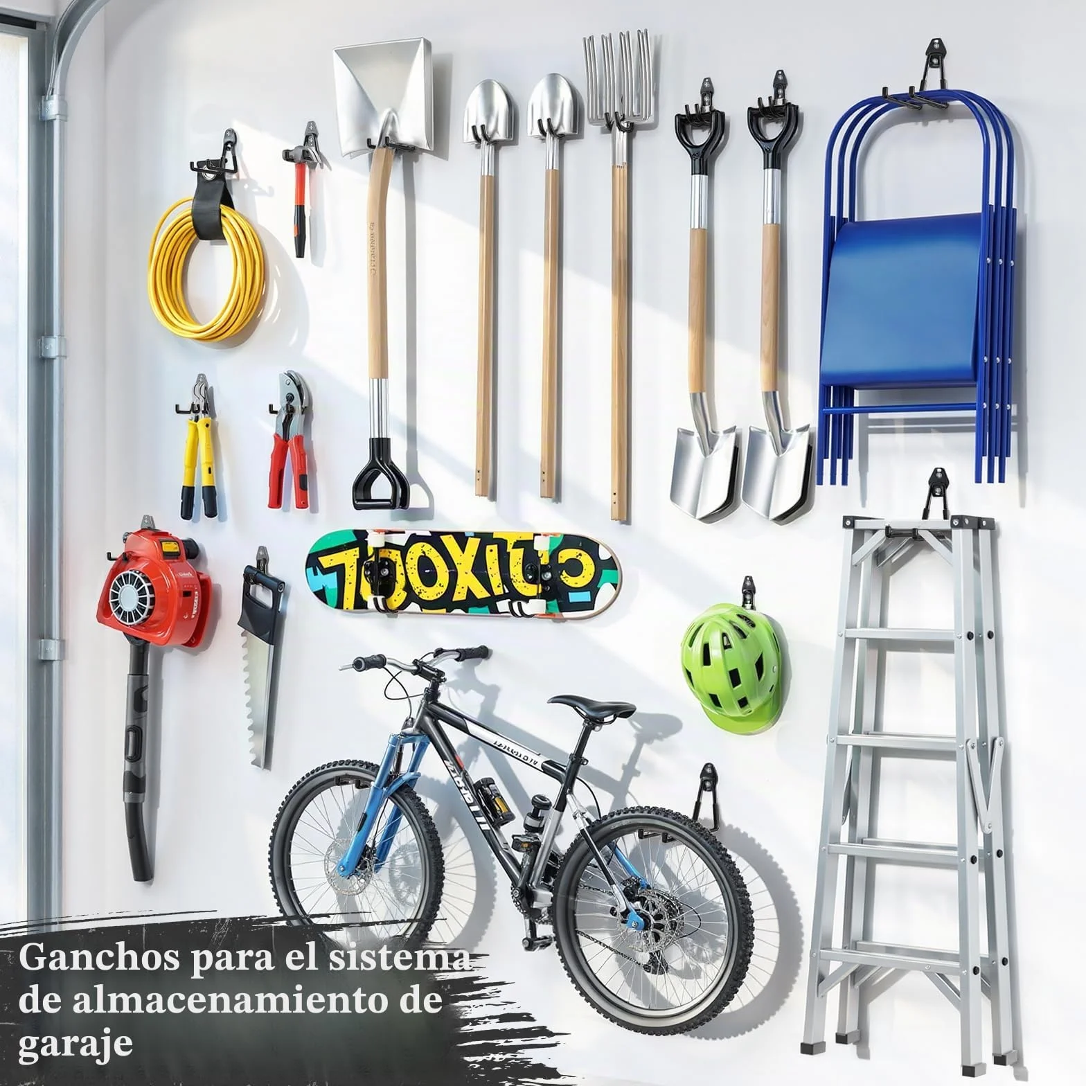 Housolution Ganchos de Acero, 30 Pcs, Negro | Antideslizante con Revestimiento Antideslizante,Ganchos Pared con Organizador de cables para Bikes, Herramientas, Escaleras