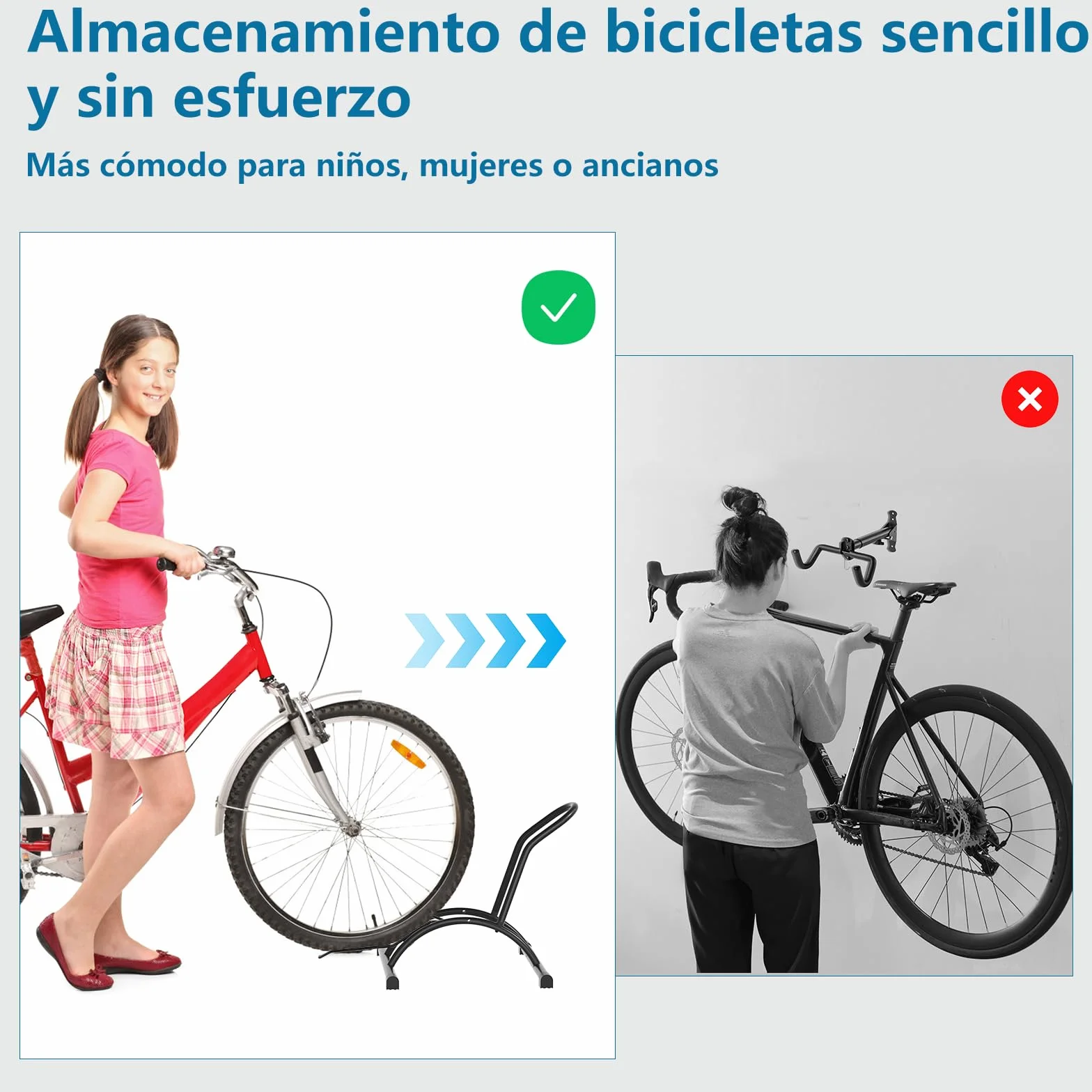 Urban Deco Soporte Bicicleta Suelo, Soporte para Aparcar Aparcamiento para Bicis de Suelo, Caballete Bicicleta Interior y Exterior