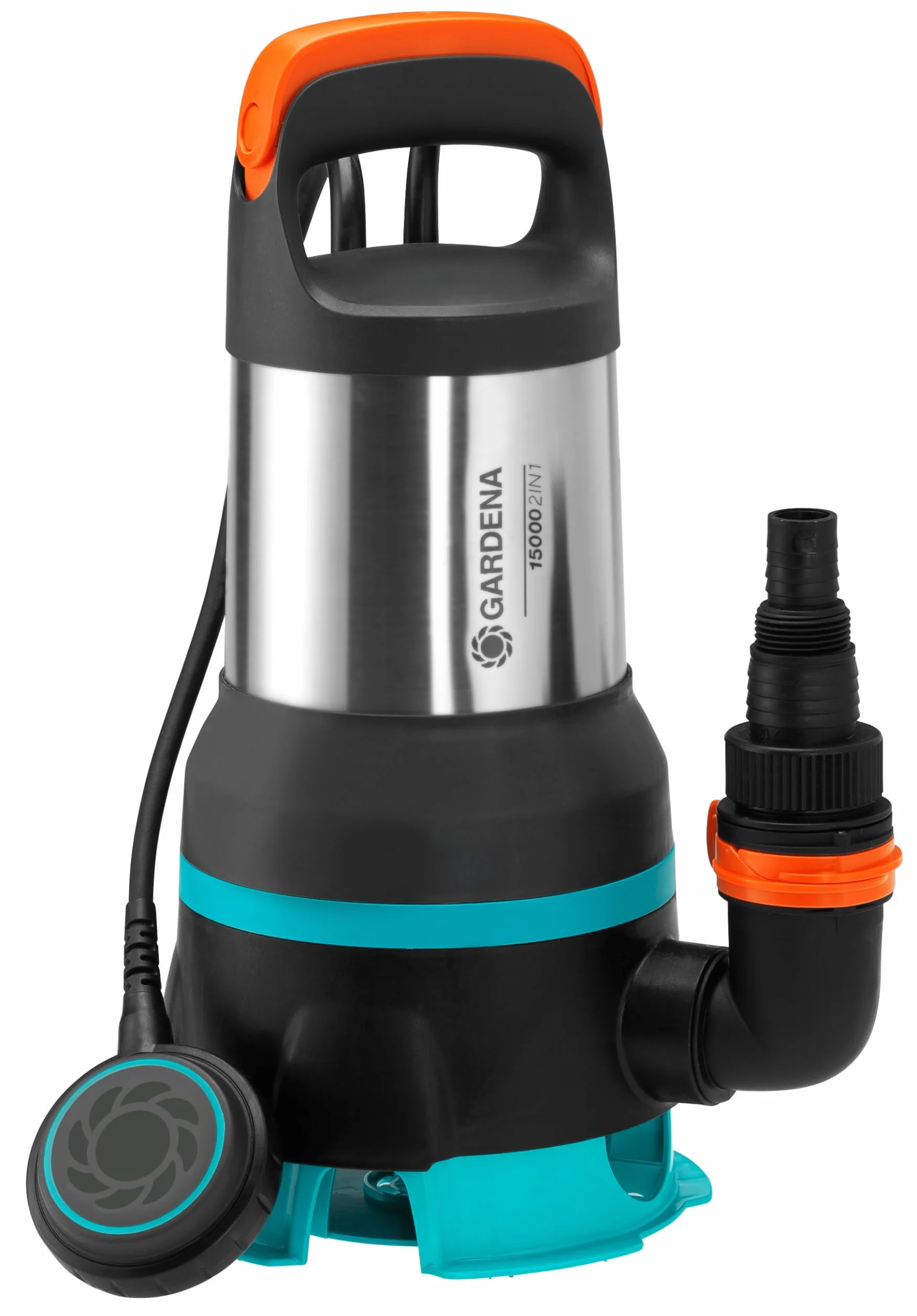 Gardena Bomba sumergible agua limpia/residual 15000: bomba combinada de drenaje, caudal 15000 l/h, aspiración plana hasta 1 mm y tamaño grano 550 W (09048-20)