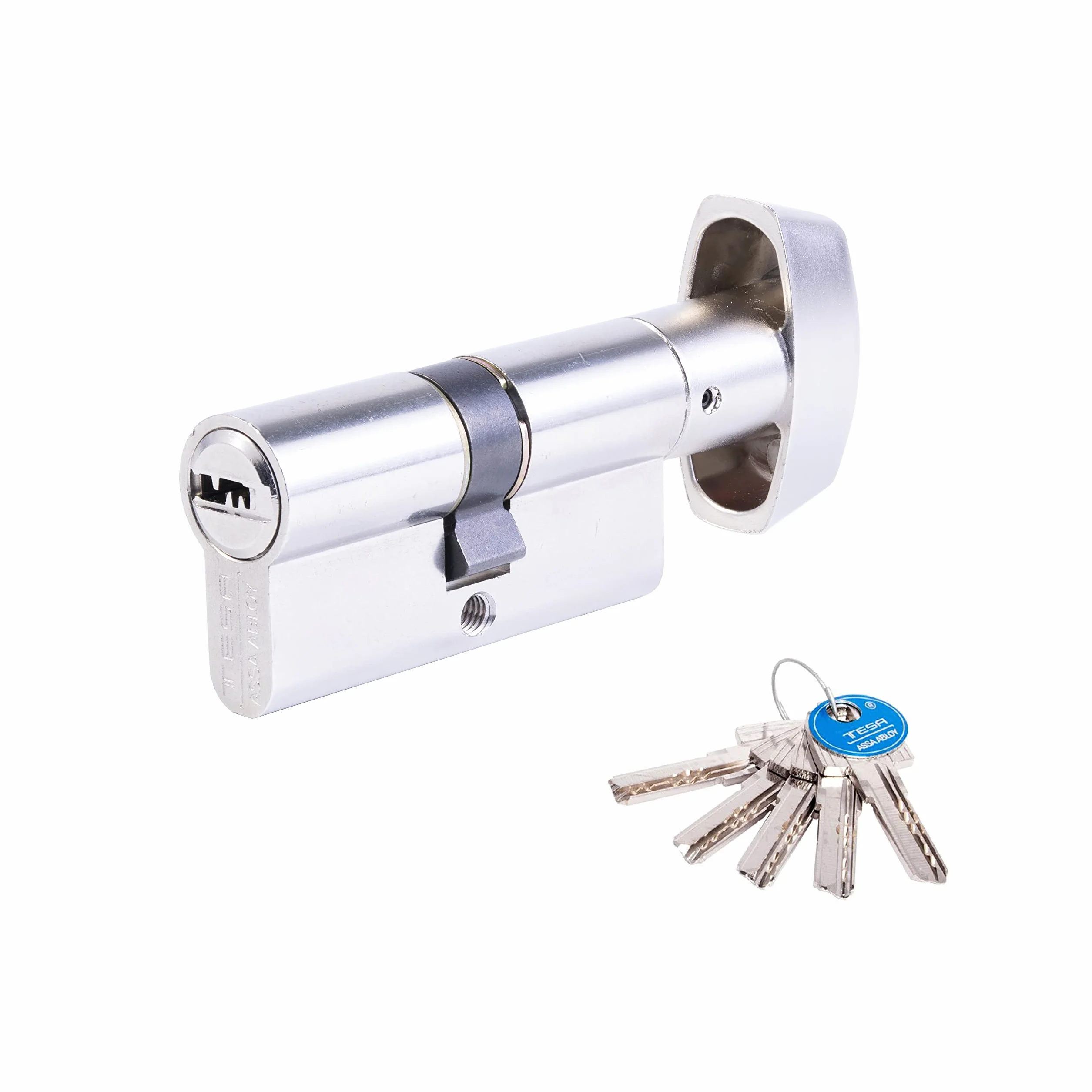 TESA T65B3050N: Cilindro europeo T60, 30 x 50 mm, acabado niquelado, compatible con cerraduras de perfil europeo, uso residencial y comercial, instalación sencilla, sustitución y obra nueva