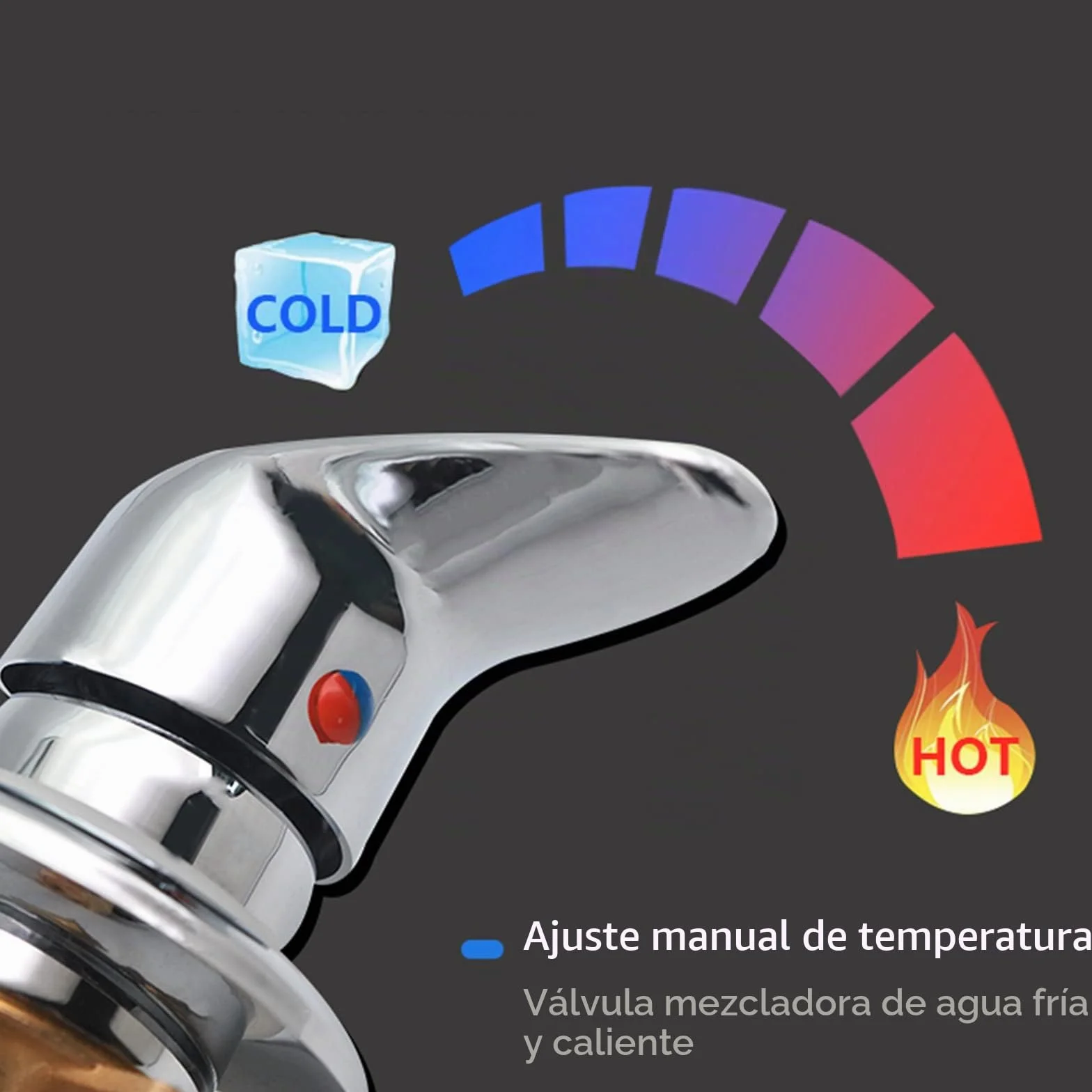 1 Vía Salida Engranaje Rosca Tornillo/Intubación Grifos Ducha Latón Frío y Caliente Desviador Mezclador para Vapor Cabina Baño, Conector G1/2 Válvula Mezcladora Agua, Cartucho Cerámica (Temperatura)
