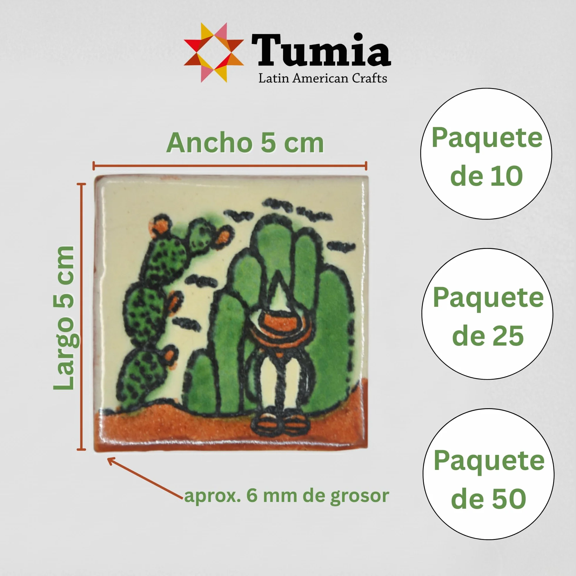 Tumia LAC Azulejos Mexicanos Artesanales de Talavera de 5cm