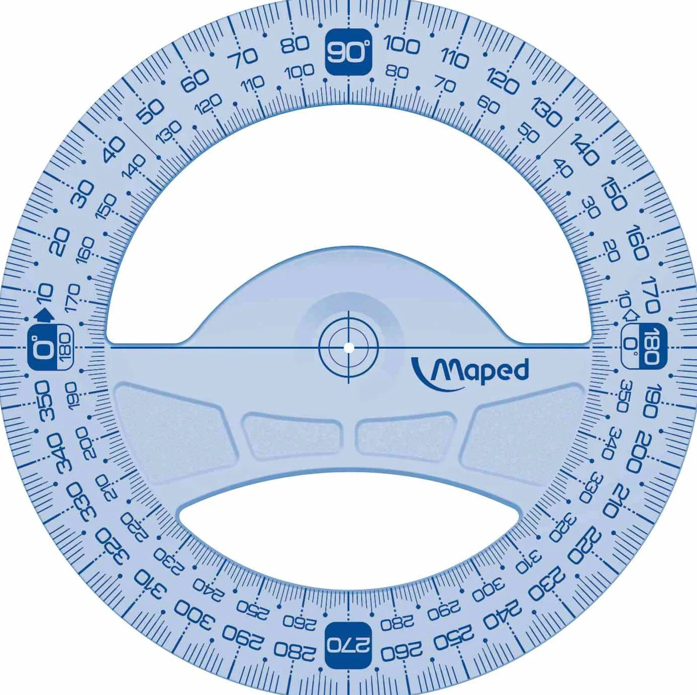 Maped Transportador de Ángulos 360° Regla Circular 12 cm Transparente Graduaciones Precisas