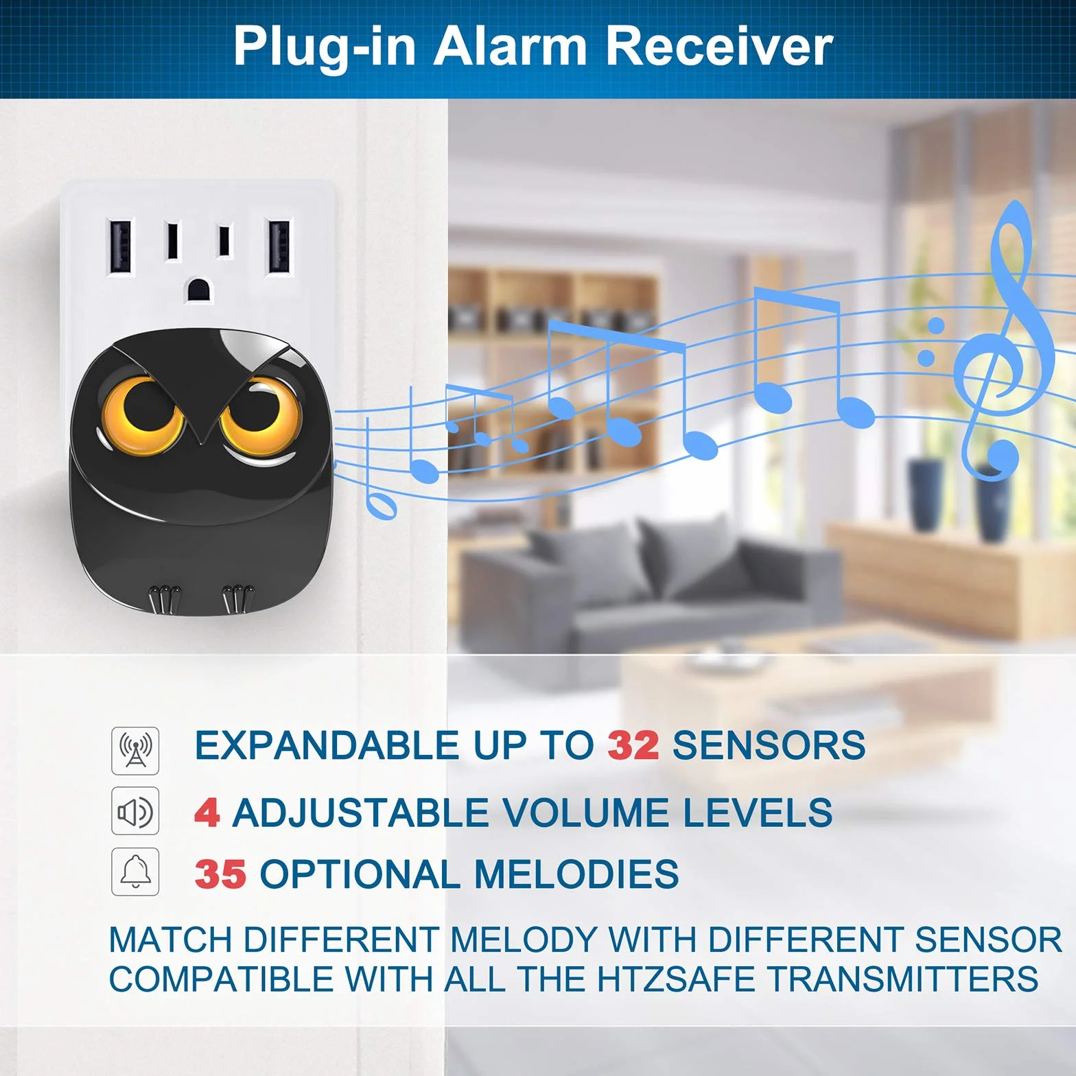 Sistema de Alarma Inalámbrico de Largo Alcance para Entrada de 800m- Sensor de Movimiento Resistente a la Intemperie - Monitorea y Protege la Propiedad Exterior/Interior - 1 Receptor y 3 sensores