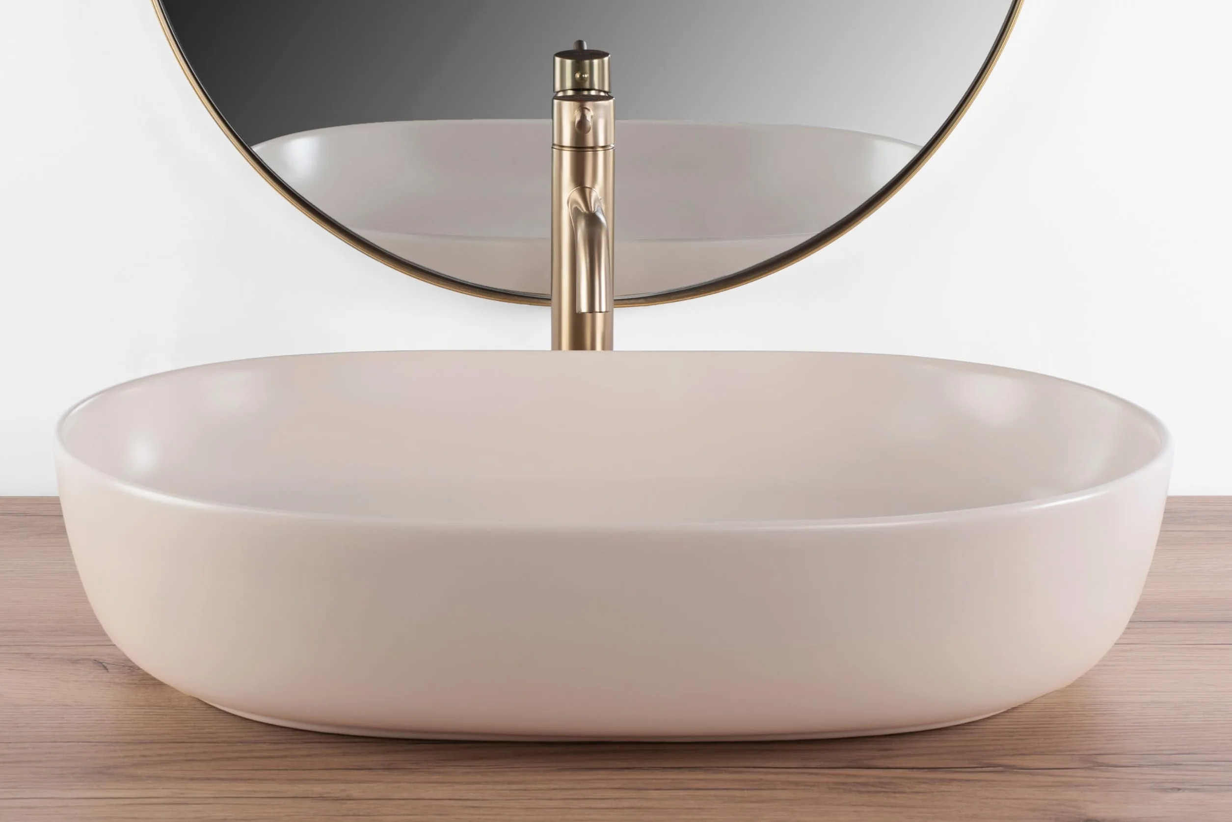 Rea Lavabo sobre Encimera CLEO 61 BEIGE MATE Lavabo de baño 41,5 x 60,5 x 14 cm Cerámica (Beige)