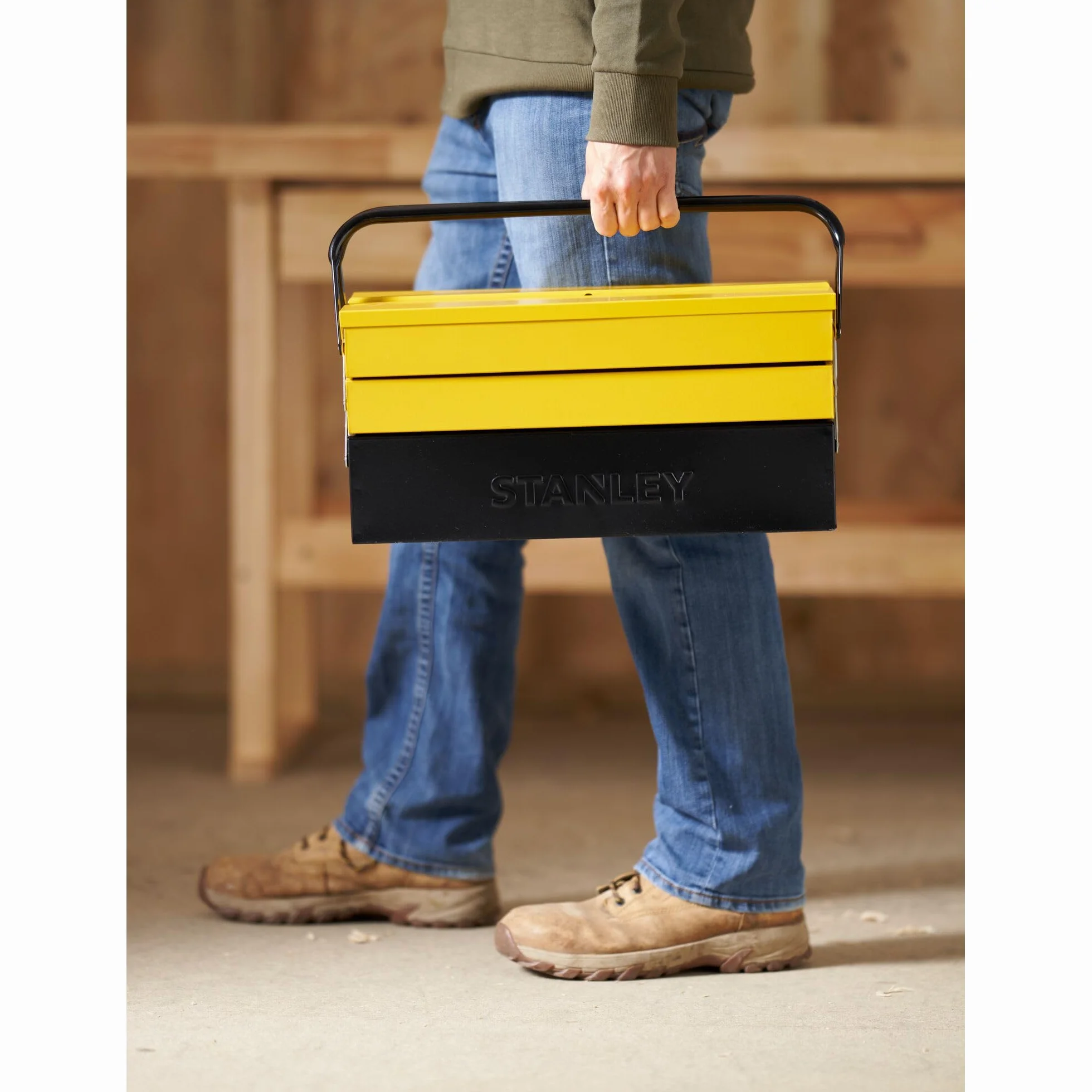 STANLEY - Caja de herramientas metálica de 5 cajones, Gran volumen de almacenamiento, Dos asas con bisagra, Sistema antipinzamiento, Dimensiones: 47.70 x 25.70 x 22.10 cm, 1-94-738