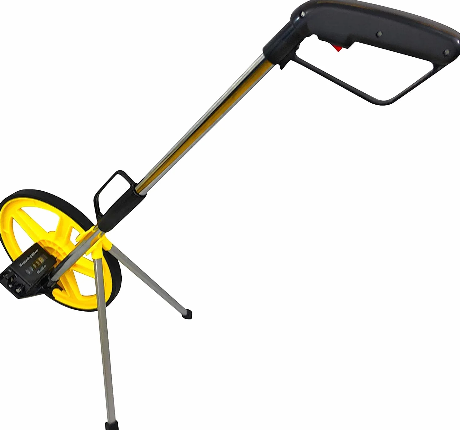 PRODIAMANT Rueda de medición de distancia 0 – 9999 m [plegable e iluminada] – Rueda de medición precisa con contador, soporte y bolsa de transporte, ideal para construcción, medición y deportes