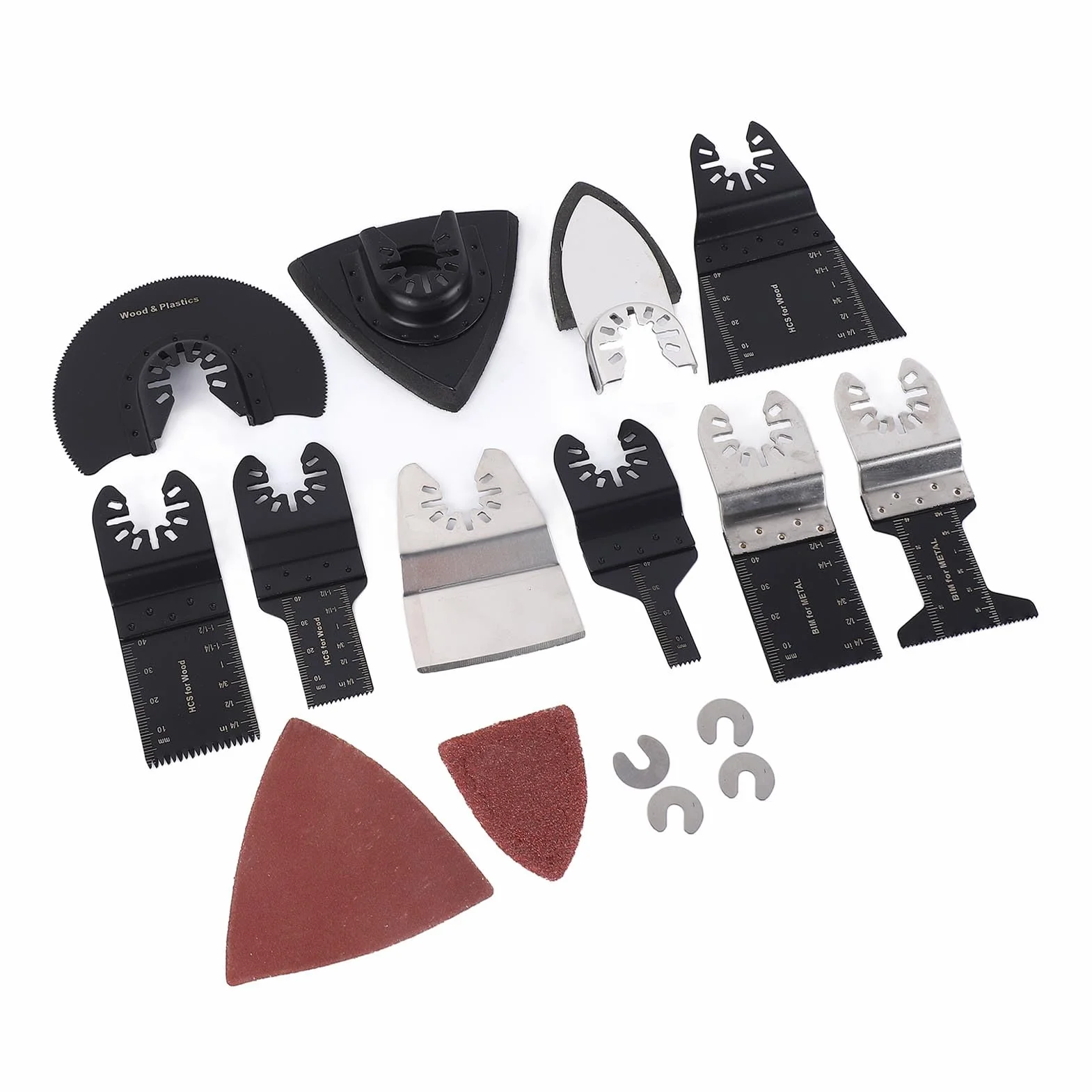 Cryfokt Hojas de Sierra Oscilantes, 98 Piezas, 10 Tipos, Hojas Multiherramienta, de Acero con Alto Contenido de Carbono con Almohadillas de Lijado para Madera, Metal, Plástico, Corte de Azulejos,