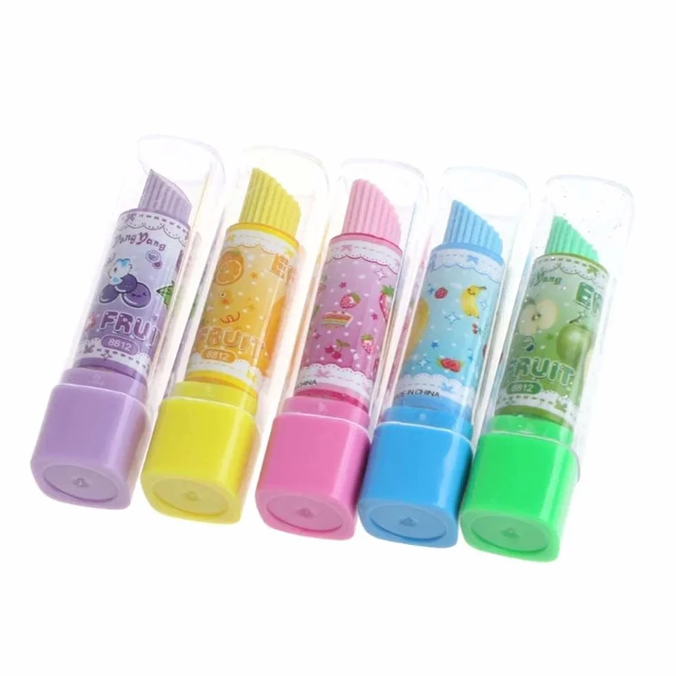 Kawaii borrador giratorio de goma para pintalabios