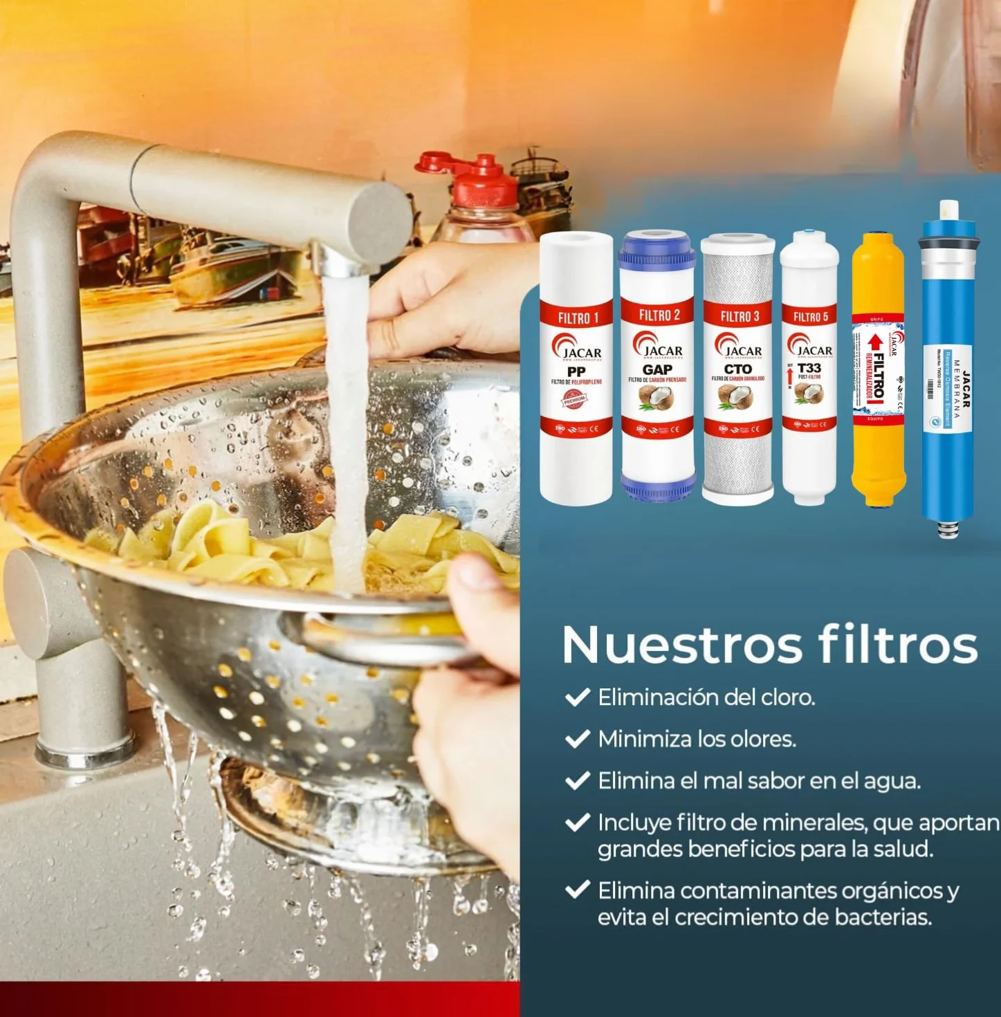 Filtros de Osmosis Inversa de 6 Etapas Universales con Membrana 50 Gpd y Filtro Remineralizador Osmosis Compatible con casi todos los Sistemas NO COMPACTOS, Kit Recambios Osmosis Inversa (6 ETAPAS)