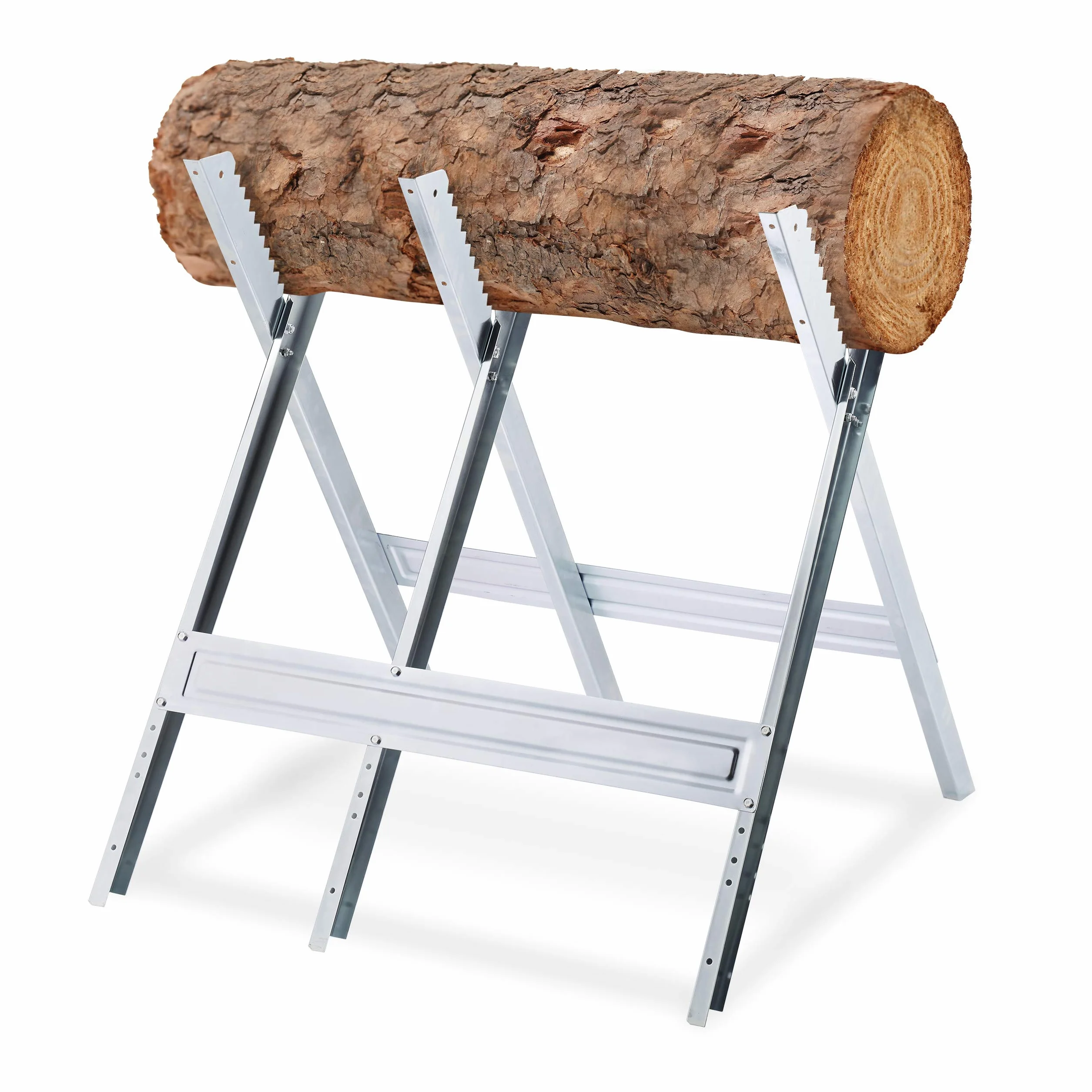 Relaxdays Caballete para Leña, Banco para Motosierras, Soporte Cortar Madera, Acero, 1 Ud., 81 x 75,5 x 81 cm, Plateado