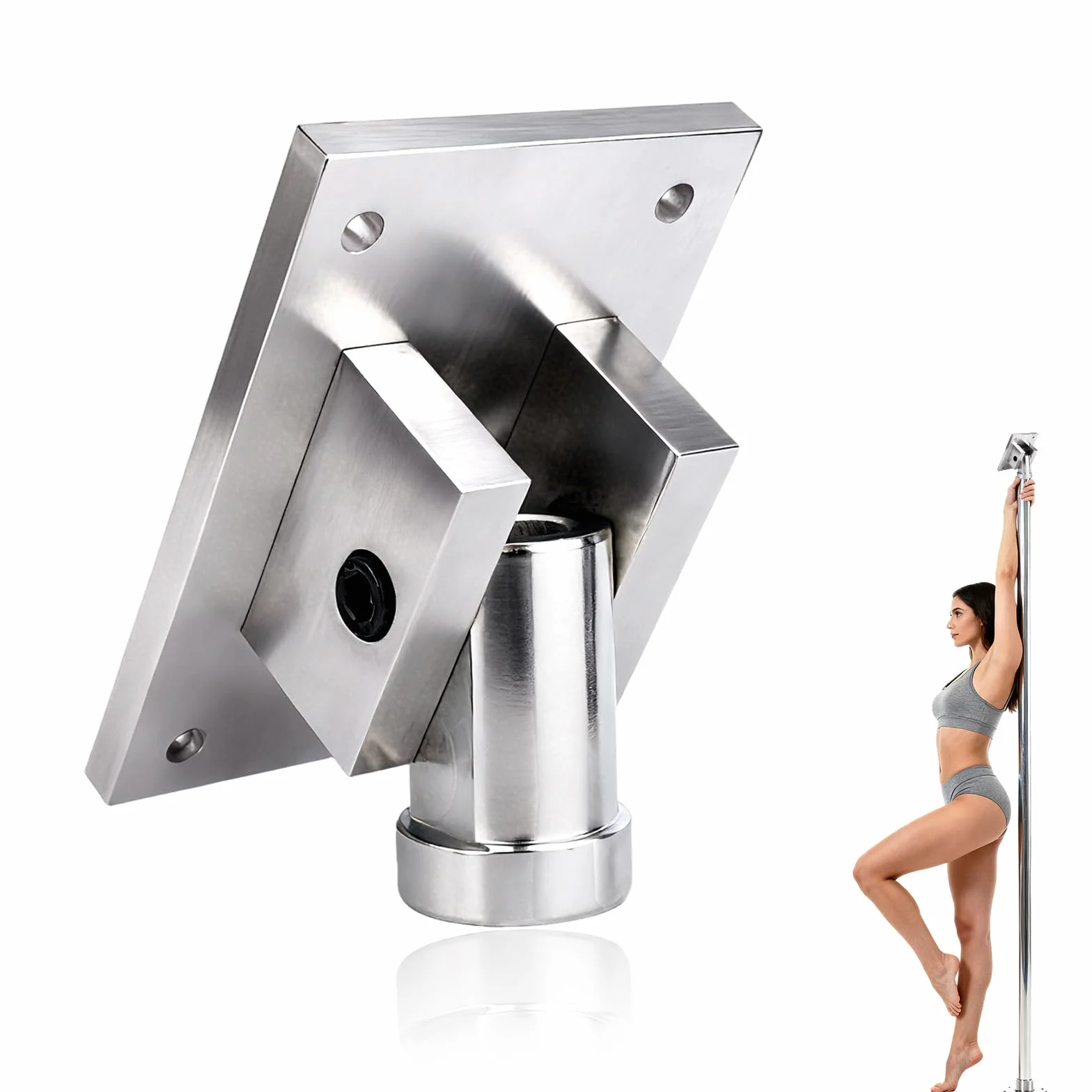 Placa Fija para Pole Dance, Placa Fija Universal de Techo Premium Pole Dance Accesorio Práctico Instalación en Techo para Uso Doméstico o en Estudio (Plateada)