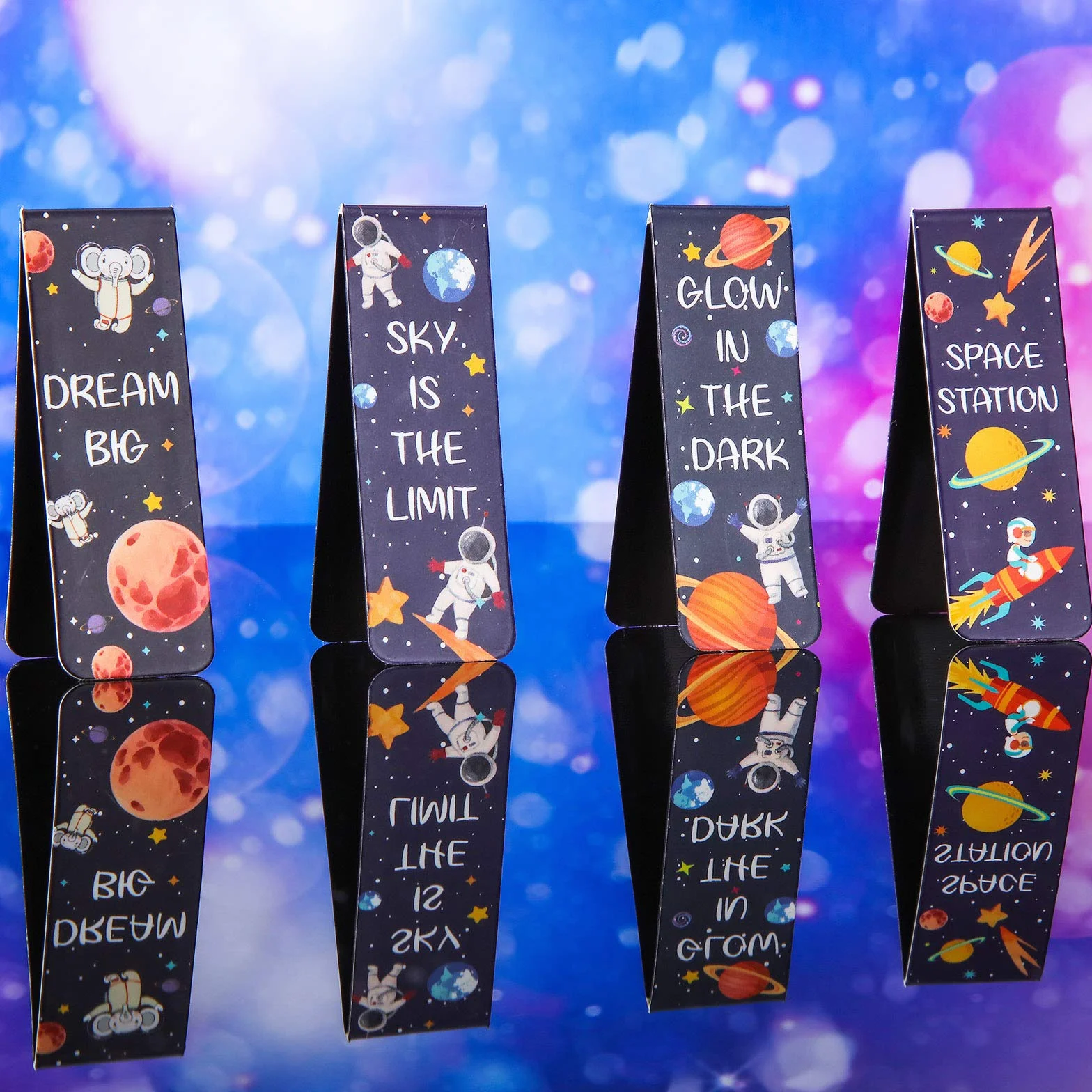 Marcadores de Libros Magnéticos 36 Piezas Tema Cielo Estrellado Planeta Lectura