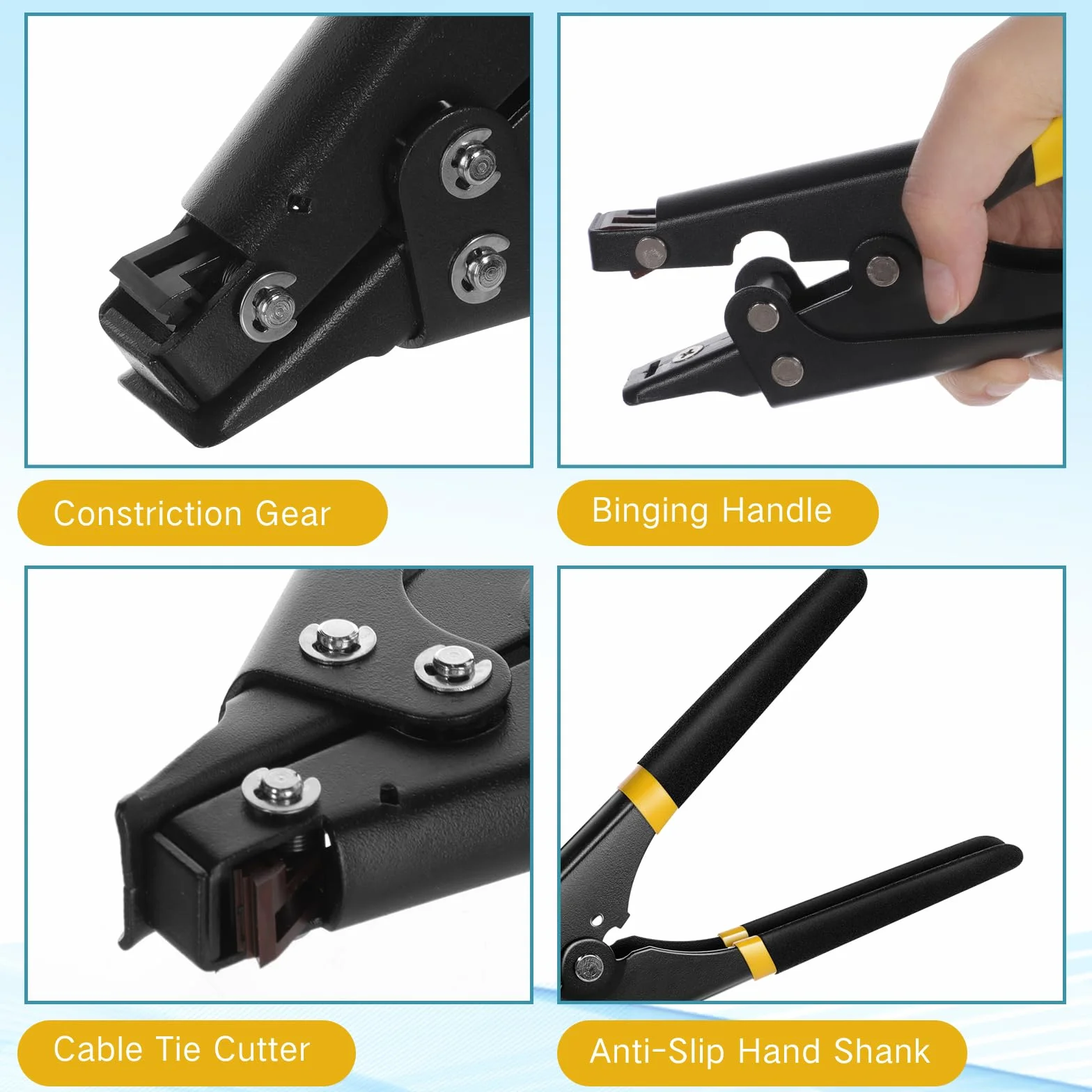 Shappy 4 herramientas de amarre de cremallera y herramienta cortadora de cables tensores para cortar 7.67 pulgadas para plástico o nailon de ancho de 0.09 a 0.35 pulgadas