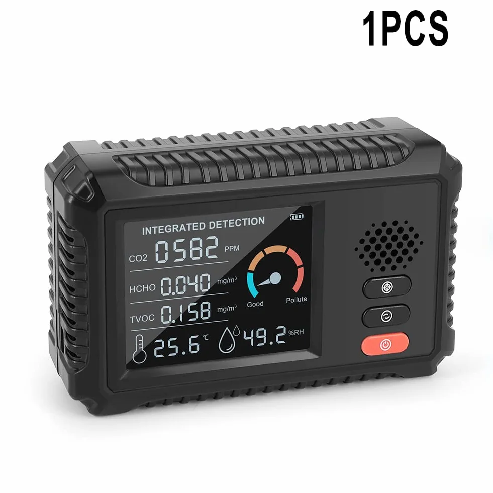 RANRAO Monitor de calidad del aire, monitor de dióxido de carbono , HCHO TVOC PM2.5 PM10 Detector de dióxido de carbono Tester