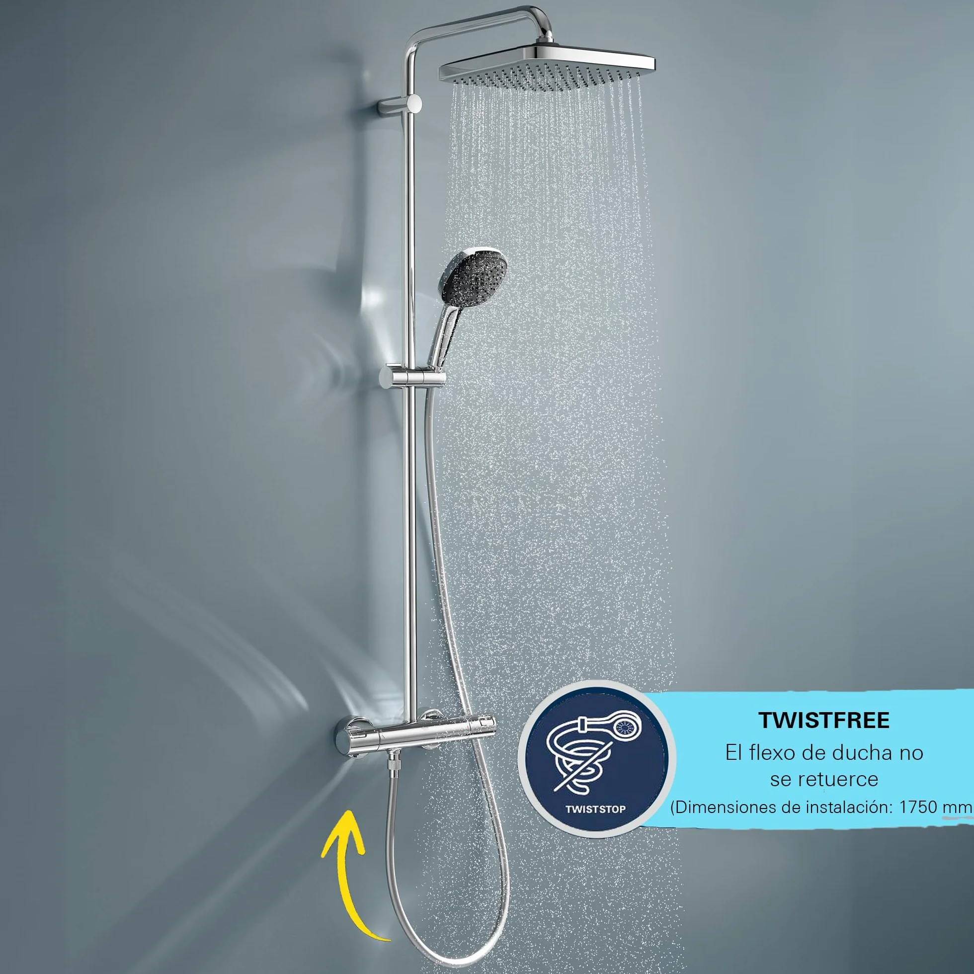 GROHE Vitalioflex Metal - Flexo de ducha (1.75m, resistente al calor, sistema anti-torsión, conexión universal, instalación QuickFix), cromo, 22100000