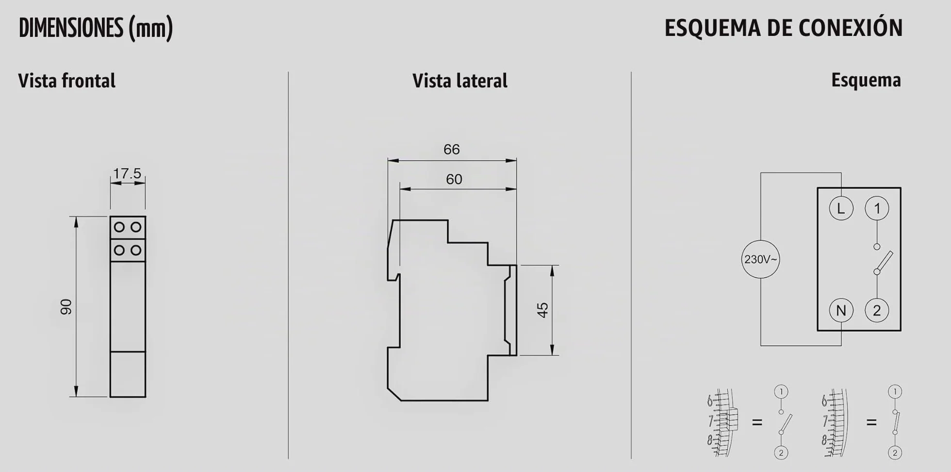 VEMER VP877500 ELO-D - Interruptor Horario Electromecánico, Temporizador con Programación Diaria, Instalación en Carril DIN, Gris Claro