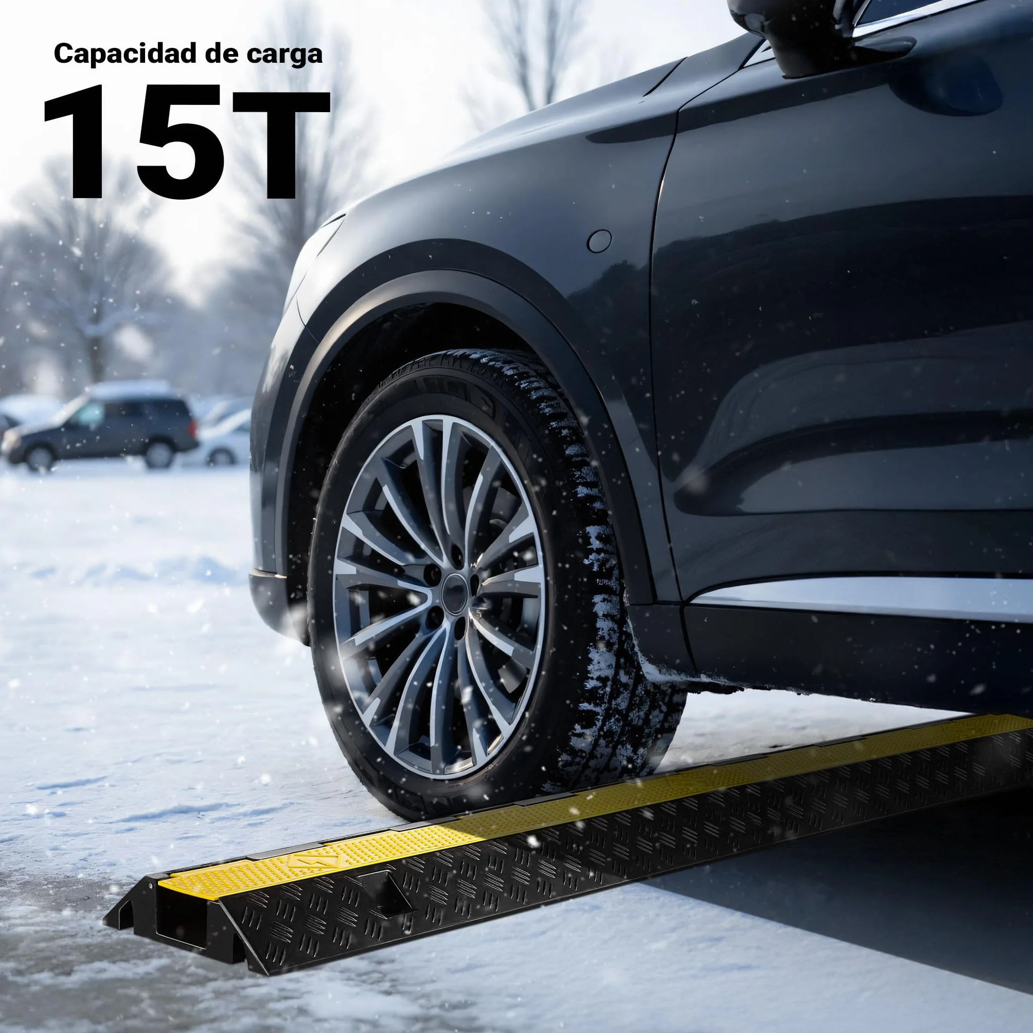 Rampa para Cables 98 x 26 x 6.5 cm, Canal Pasacables 15 t, Protección Vehículos 30 km/h, PP y Goma