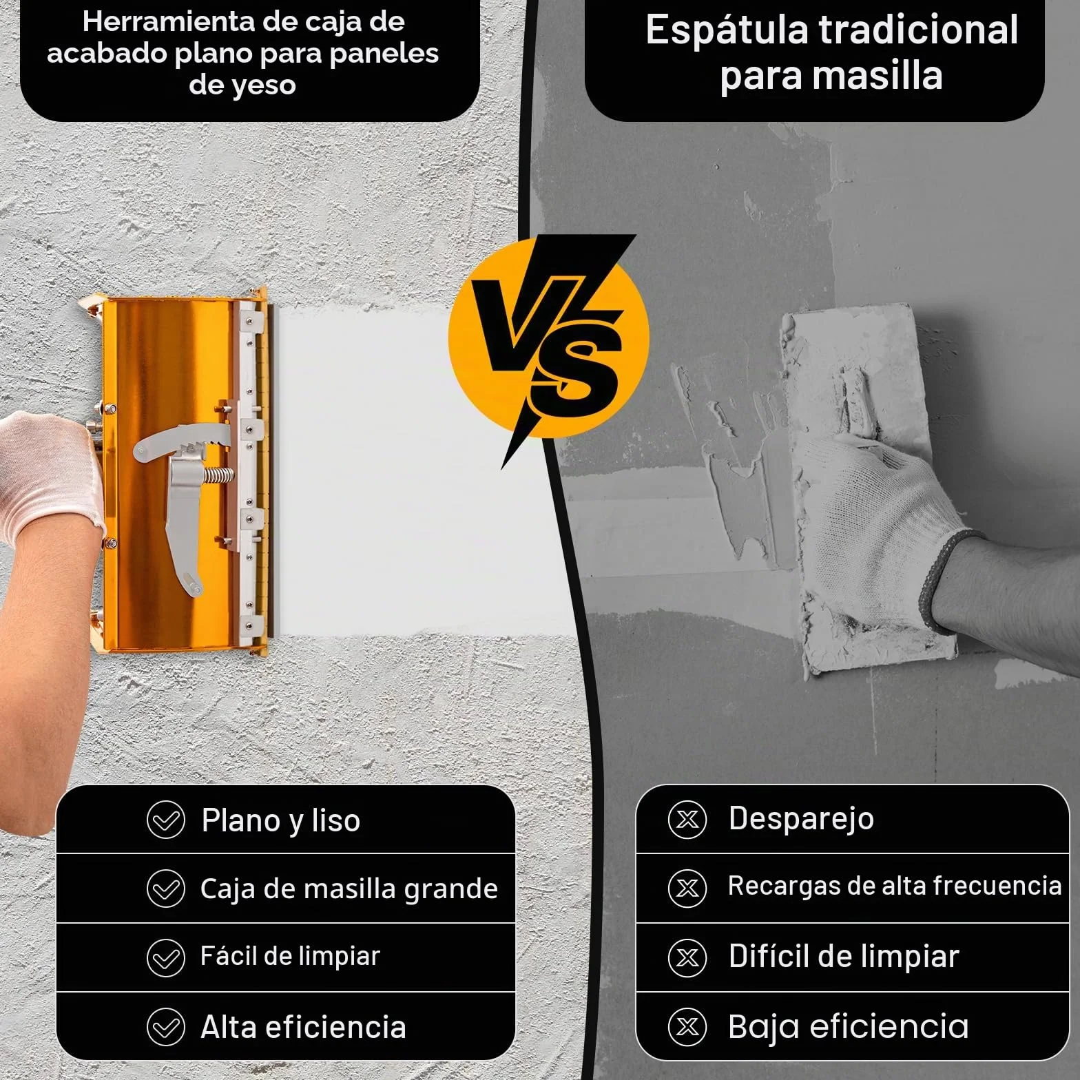 Herramientas de Acabado Planas Para Paneles de Yeso, 10'' Caja de Acabado Plana Profesional con Mango Ajustable de 90 a 150 cm, Ajustable en Polvo de Yeso, Herramienta de Procesamiento de Paneles de