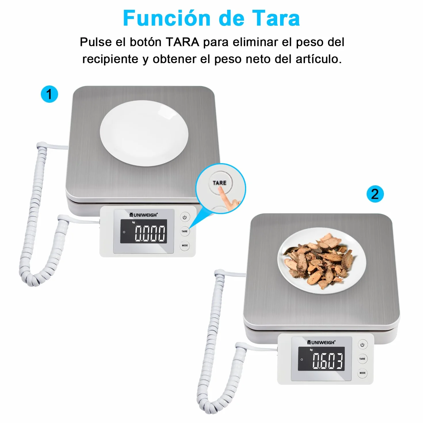 UNIWEIGH Báscula Postal Digital 88lb/0.1oz con Tare y LCD, para Paquetes Pequeños