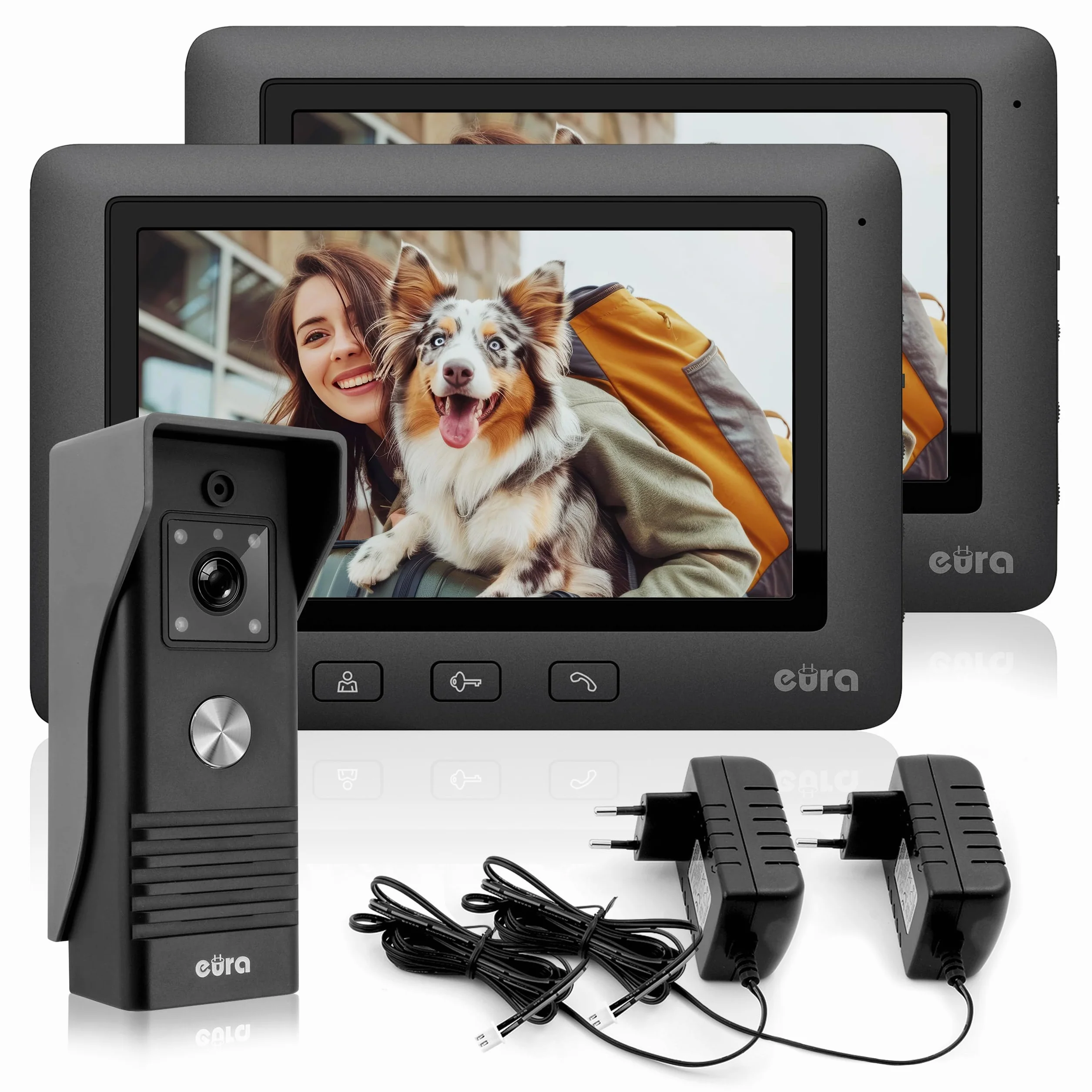 videoportero Color de 7", 4 Hilos, 2 monitores