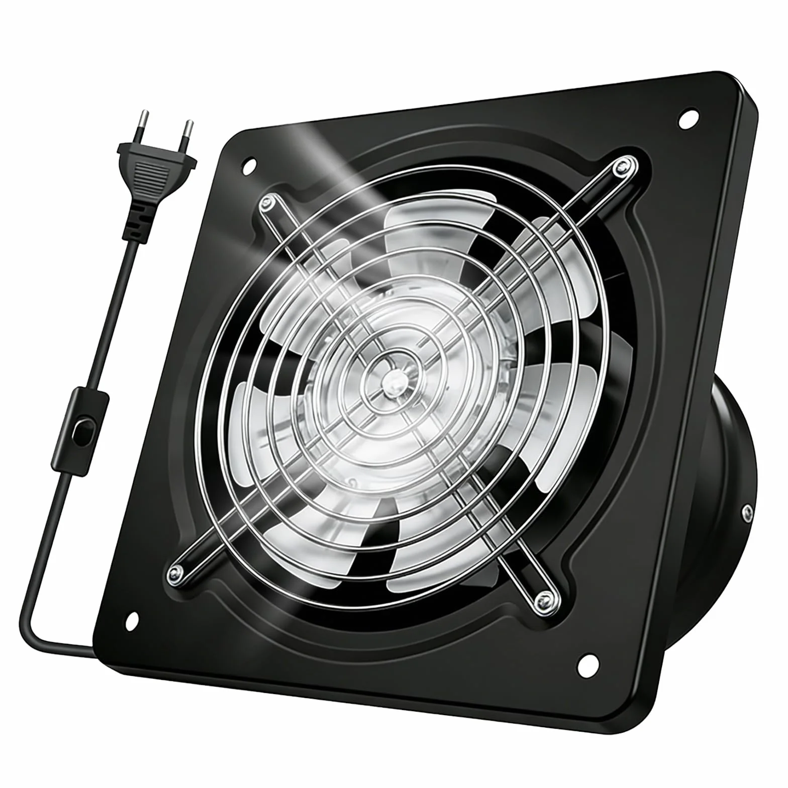 Ventilador extractor de 150 mm, 525 m³/h, ventilador de tubo con válvula de retorno, silencioso, ventilador de pared industrial, resistente al calor, para cocina, garaje, baño, sótano, invernadero