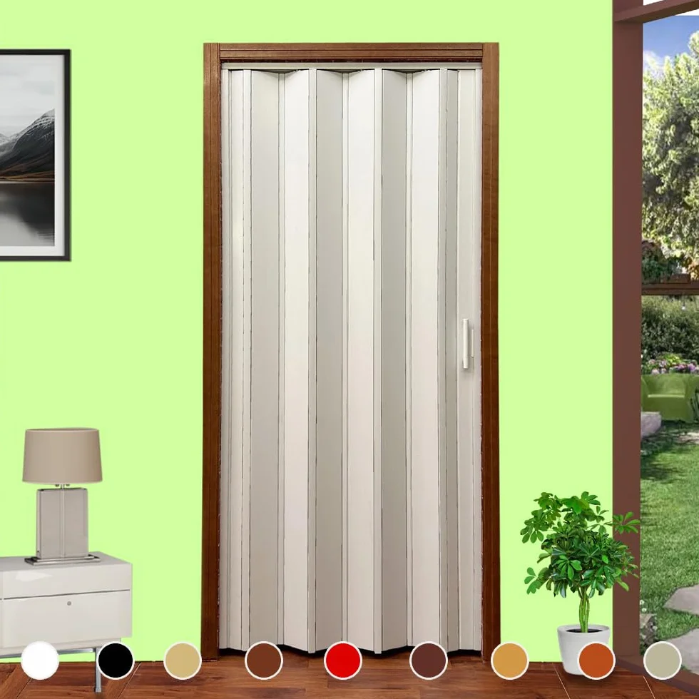 Puerta plegable en kit de bricolaje modelo Lorella H 220 cm de altura. Ancho desde 82 cm hasta 205 cm para cortar y ensamblar a medida en 9 colores. Instrucciones de ensamblaje, montaje, tornillería y