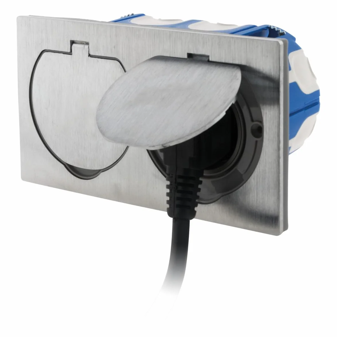 Zenitech - Toma de suelo 16A 2P+T acabado aluminio cepillado - IP55 doble
