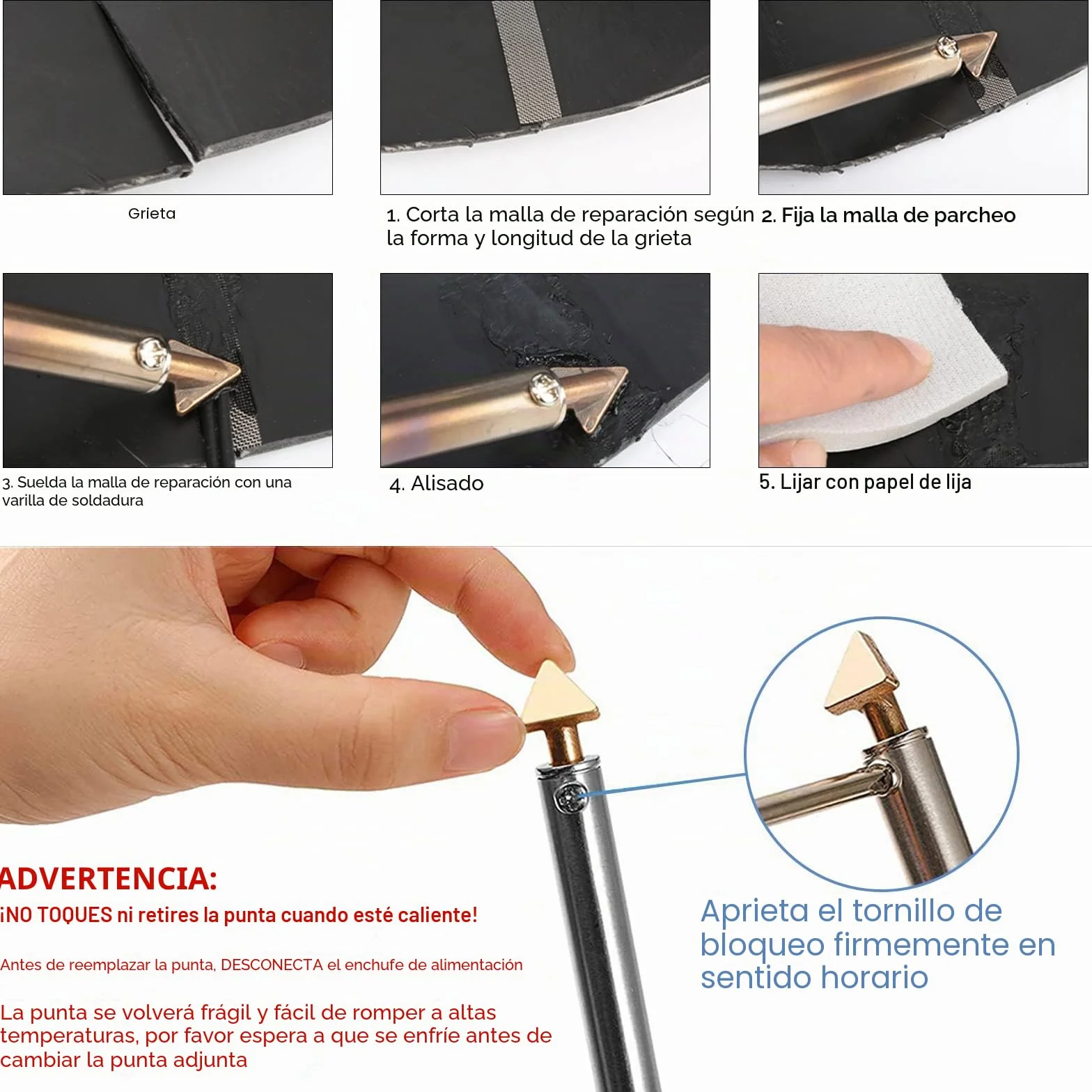 Soldadura de plástico 100 W multifunción 3 ajustes de plástico máquina de reparación con 4 puntas de soldadura varillas de soldadura soporte de hierro caliente red de parches cepillo de alambre