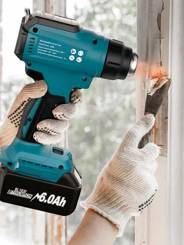 Pistola de calor inalámbrica para Makita 18 V batería (sin batería) pistola de calor para soldar, doblar tubos, eliminación de pintura, pistola de calor con 4 boquillas.