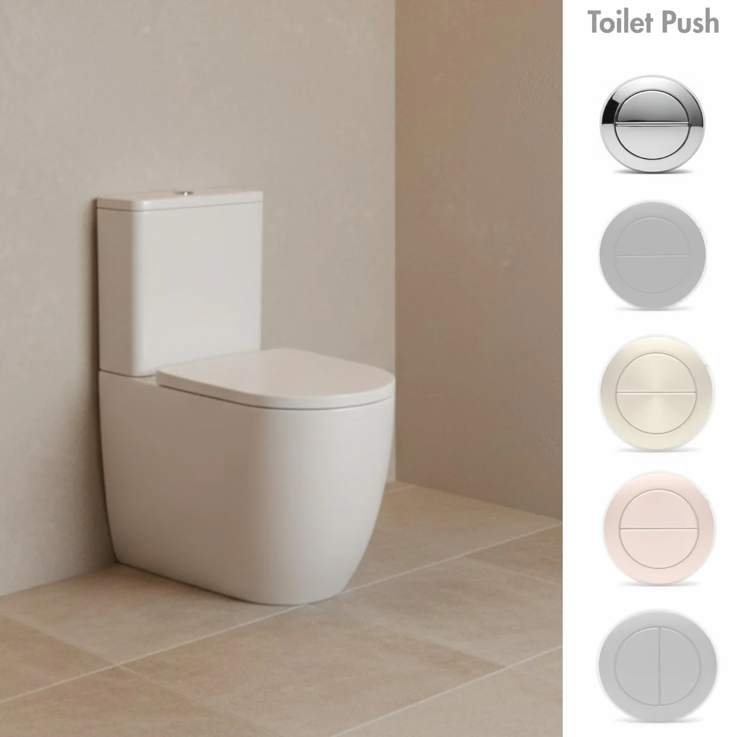 SOULHOME Pack Inodoro Completo Rimless Curvo Blanco Brillo | Tapa Amortiguada | Salida Horizontal/Vertical | Doble Descarga Eco | Pulsador Cromo