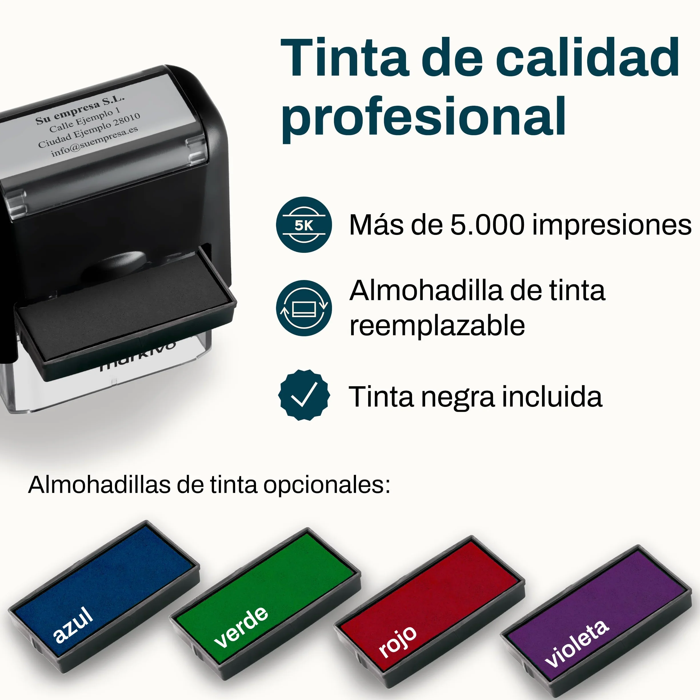 Sello Personalizado 47×18 mm para Empresas, Oficinas y Médicos – Negro (M)