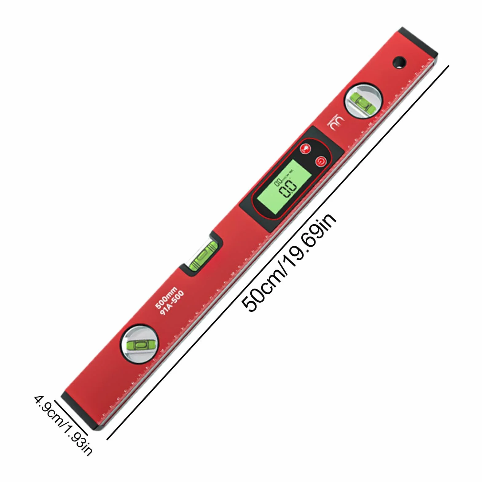 Nivelador de espíritu, regla niveladora de pantalla LED, nivelador de construcción de 3 burbujas, herramienta niveladora vertical ligera para renovaciones del hogar, trabajos de construcción