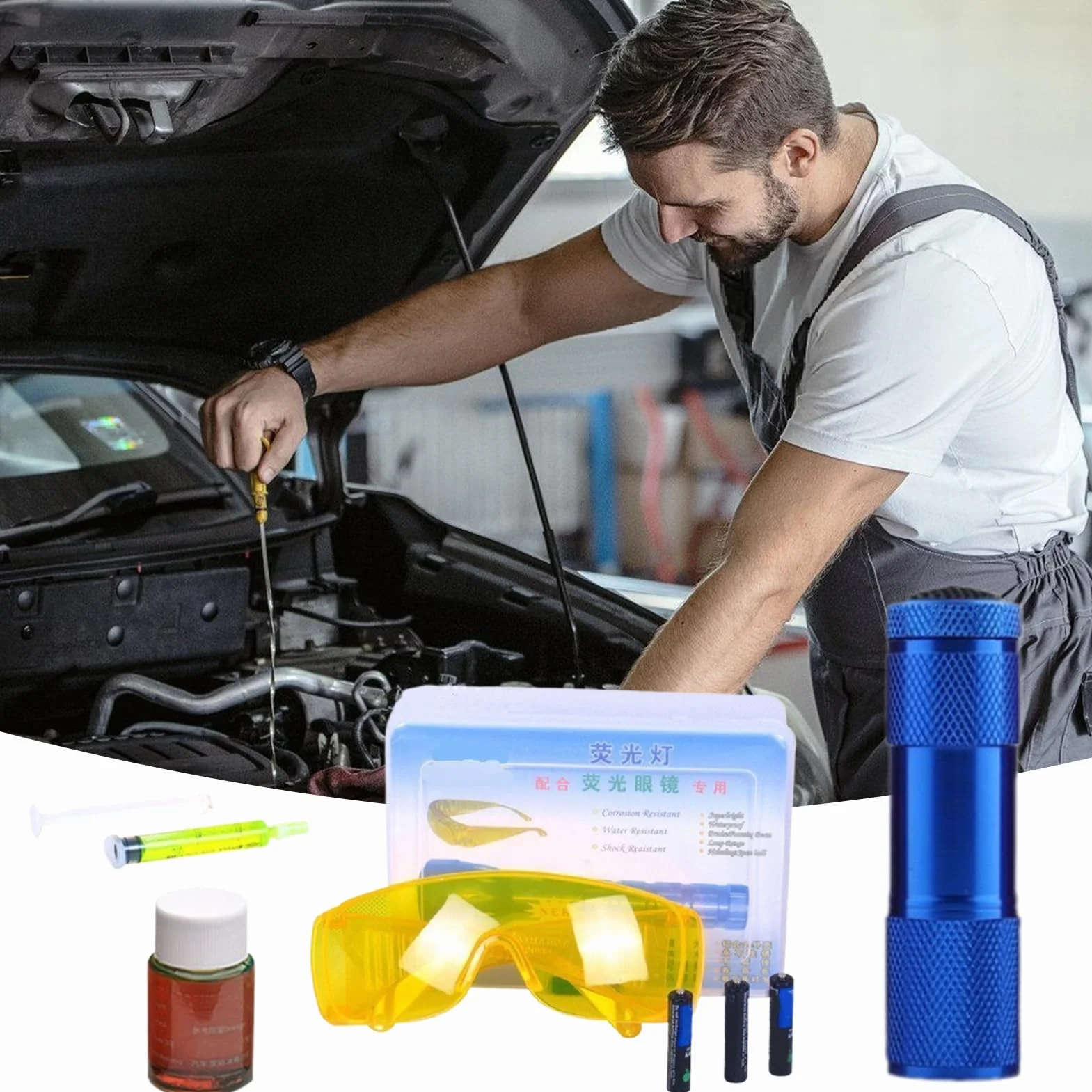 Kit Detector De Fugas para Aire Acondicionado | Linterna para Pruebas de Fugas en Aire Acondicionado - Tester Multiusos Eficiente para Fugas En Coches Congeladores Electrodomésticos